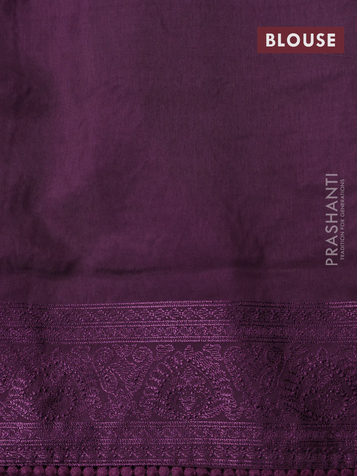 Dola silk saree wine shade with allover floral embroidery work and chikankari work border - Image 4