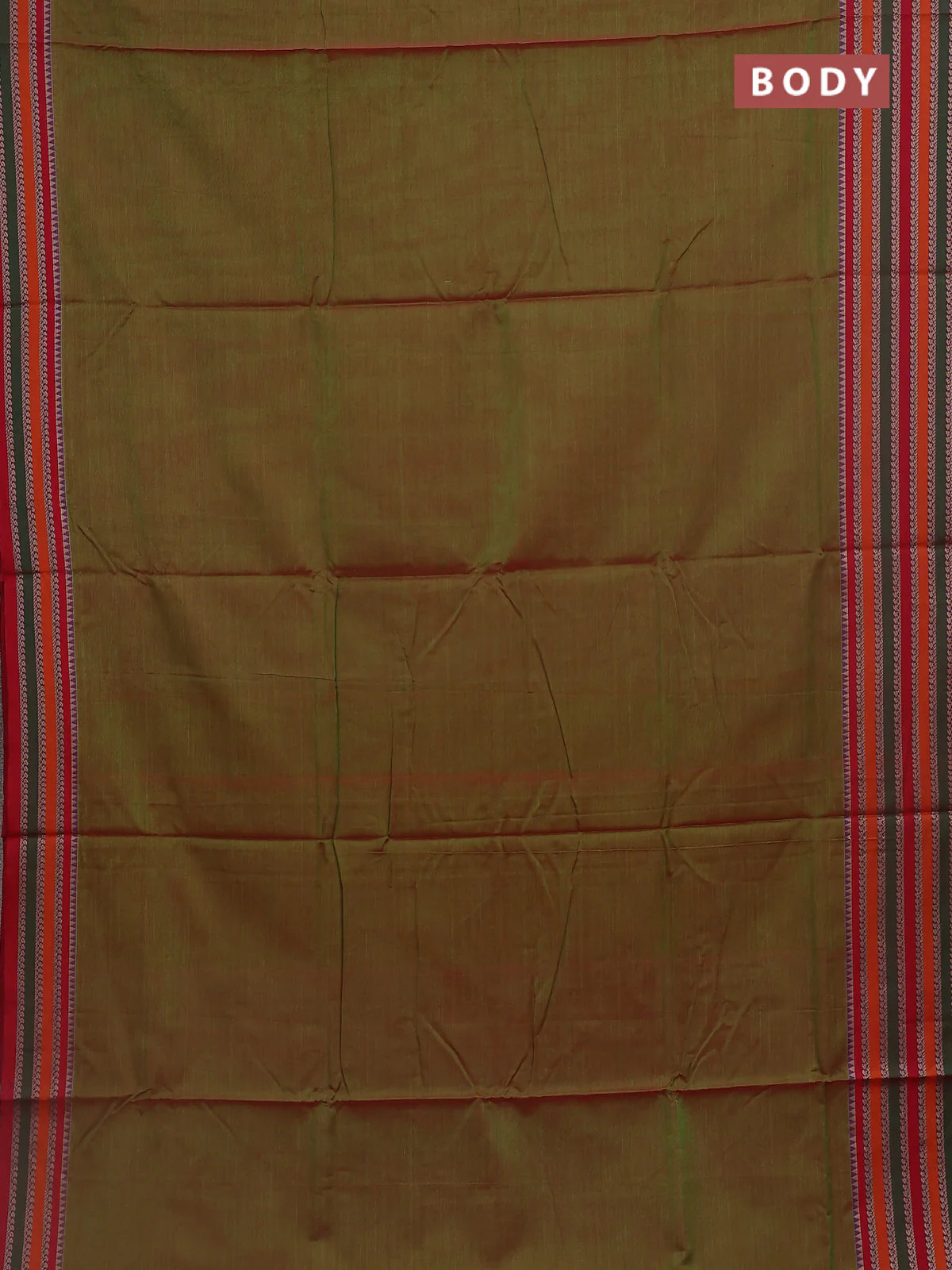 Dual shade of green narayanpet cotton saree with matching neck piece - Image 2
