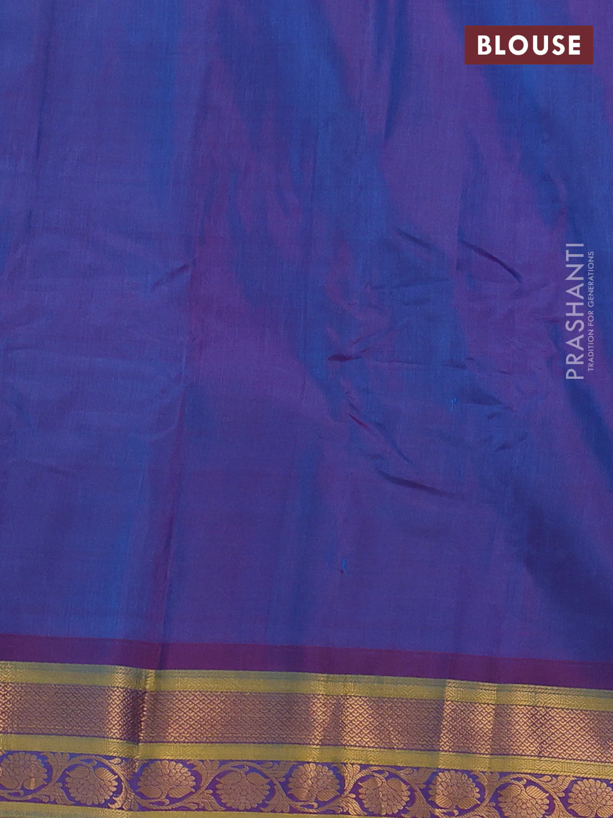 Gadwal silk cotton saree cs blue and dual shade of purple with allover zari woven paisley buttas and zari woven border - Image 3