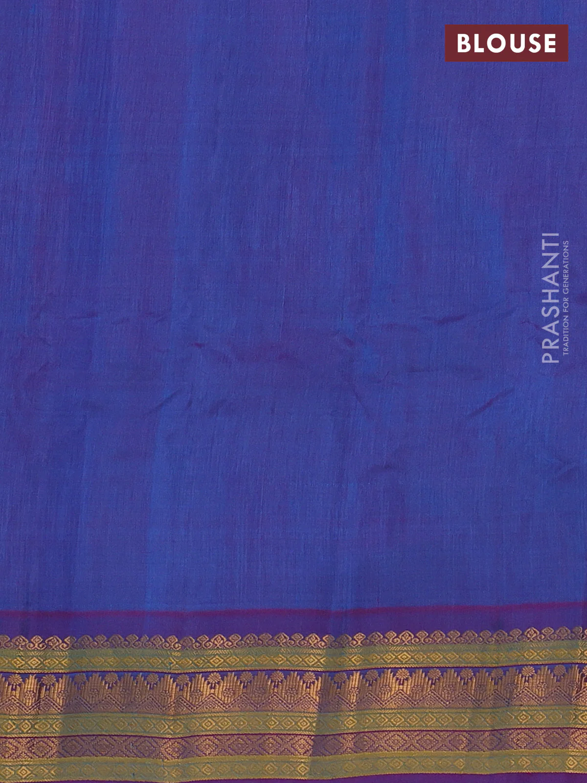 Gadwal silk cotton saree cs blue and purple with zari woven paisley buttas and zari woven border - Image 3