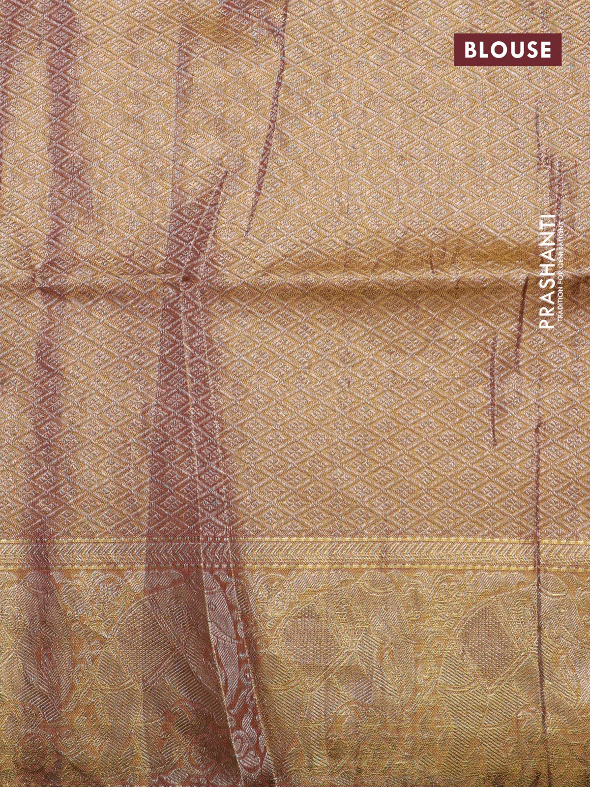 Golden Tissue Kanchipuram Silk Saree with allover embroidery - Image 6