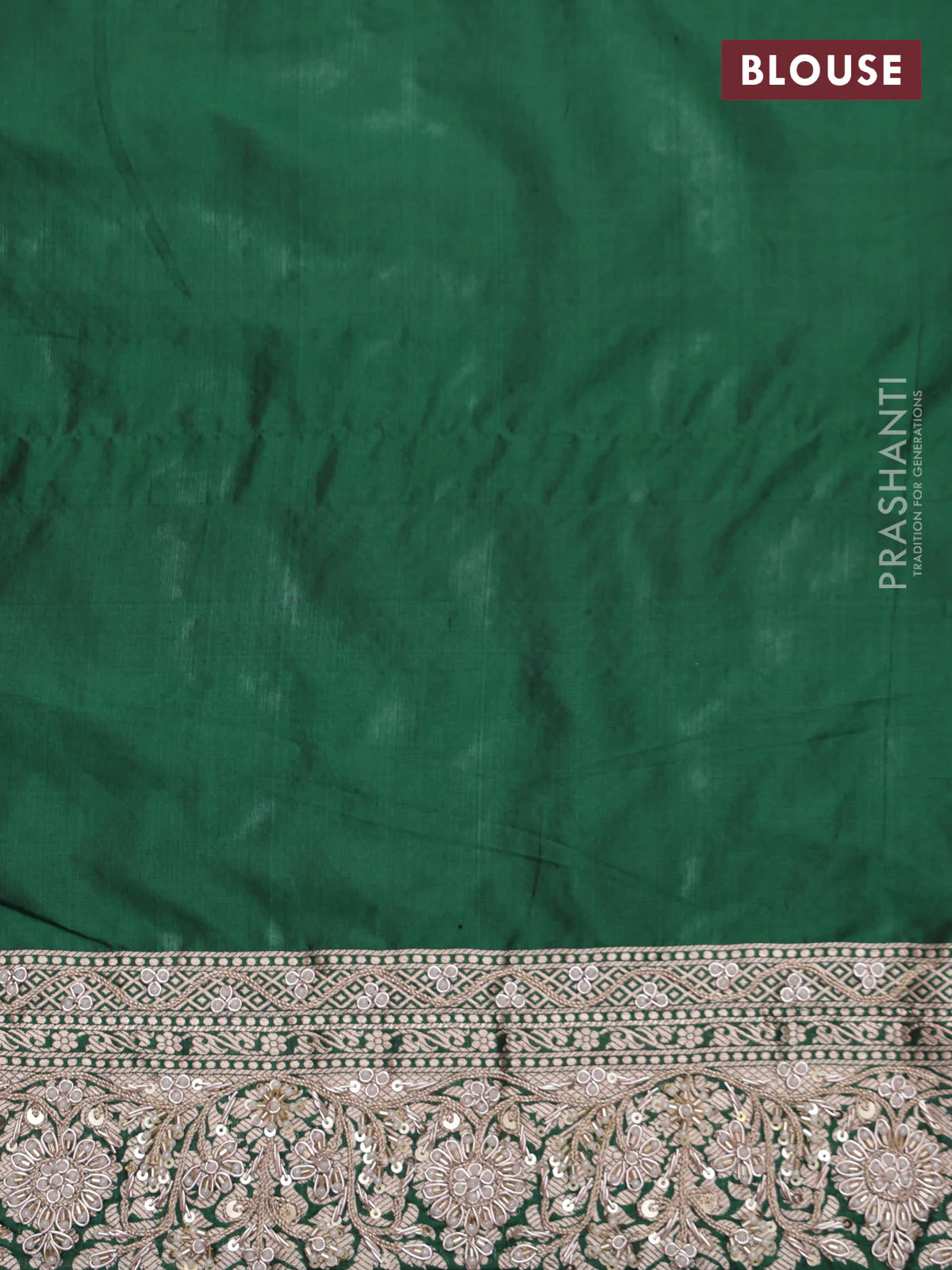 Green Banarasi Uppada silk saree with allover zari weaves & embroidery border - Image 6