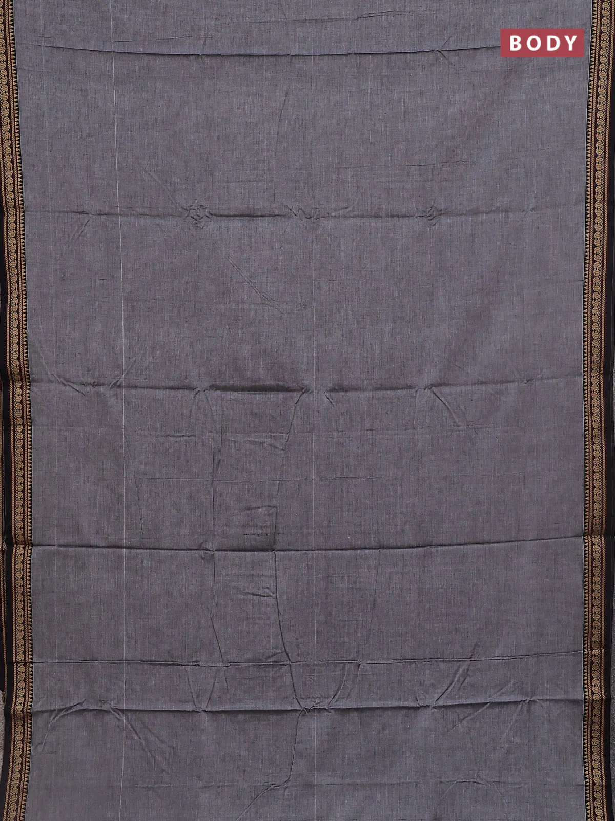 Grey narayanpet cotton saree with matching neck piece - Image 2