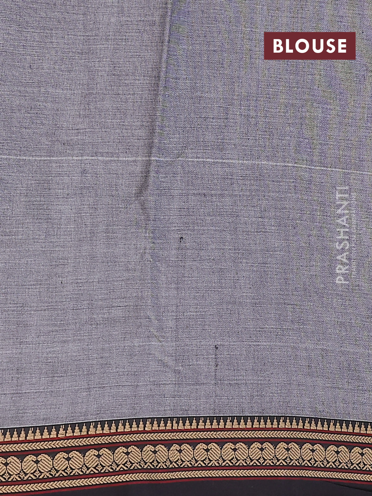 Grey narayanpet cotton saree with matching neck piece - Image 4
