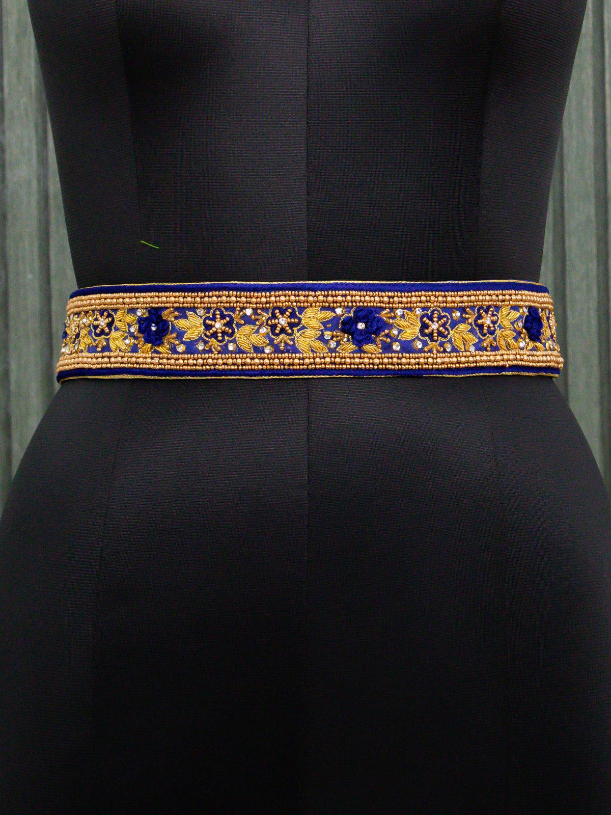 Hip belt blue with aari work ring knot & stone work - Image 2