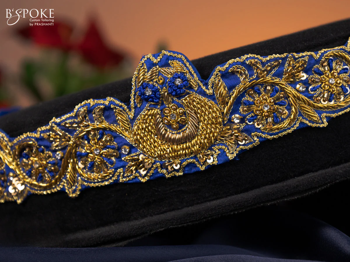 Hip belt cs blue with zardosi & sequin work - Image 2