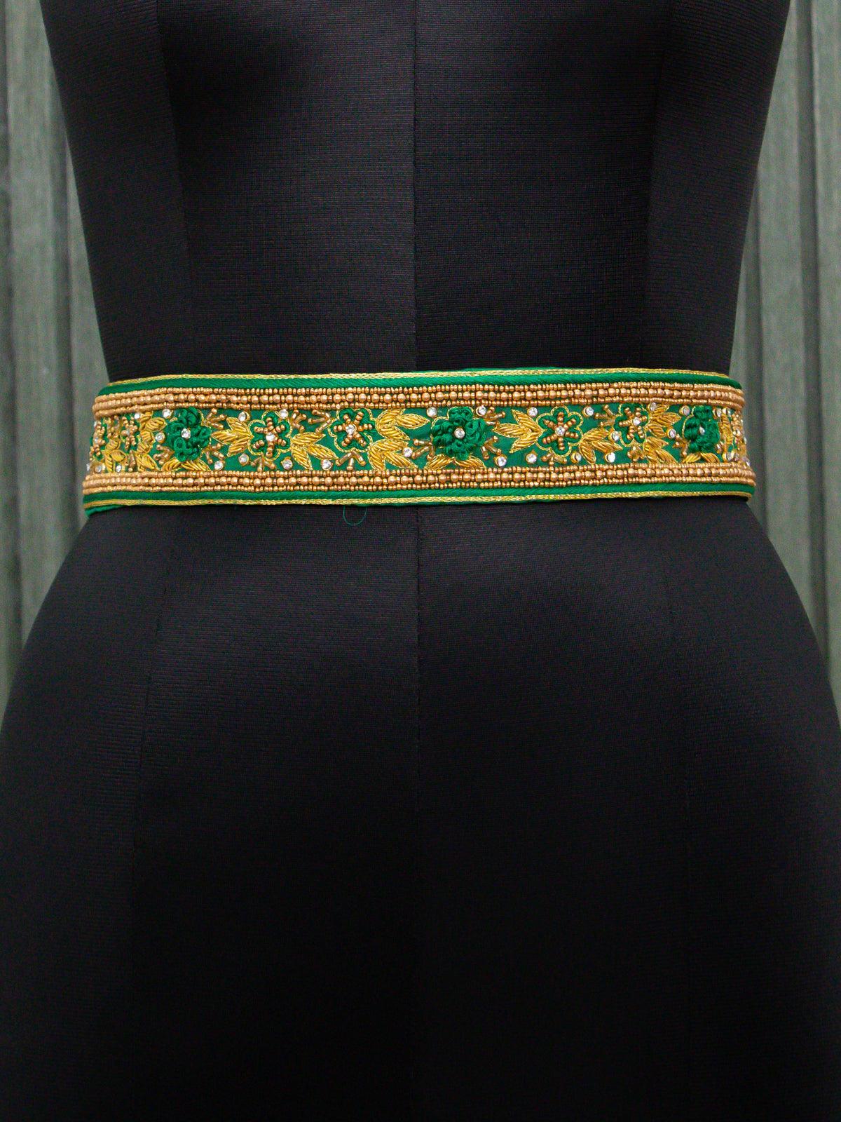 Hip belt green with aari work ring knot & stone work - Image 2