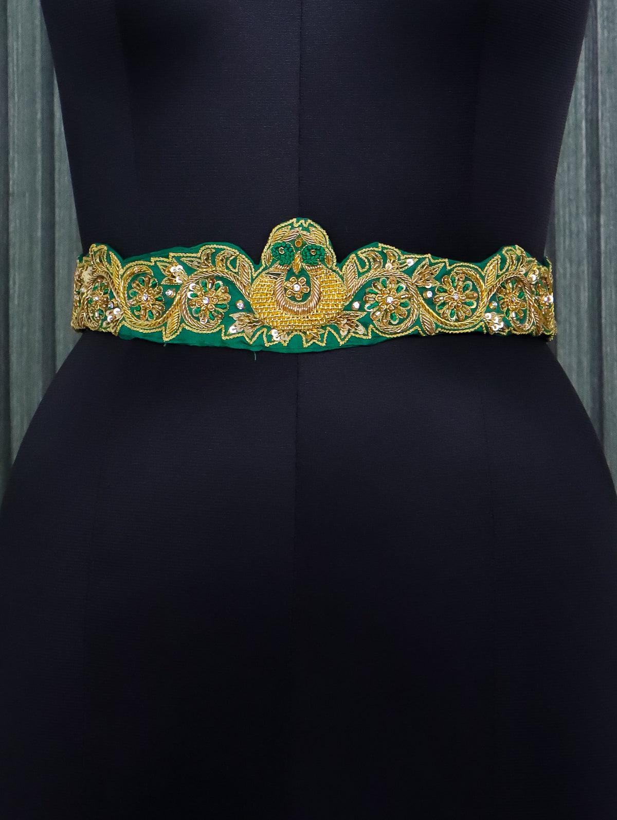 Hip belt green with zardosi & sequins work - Image 2