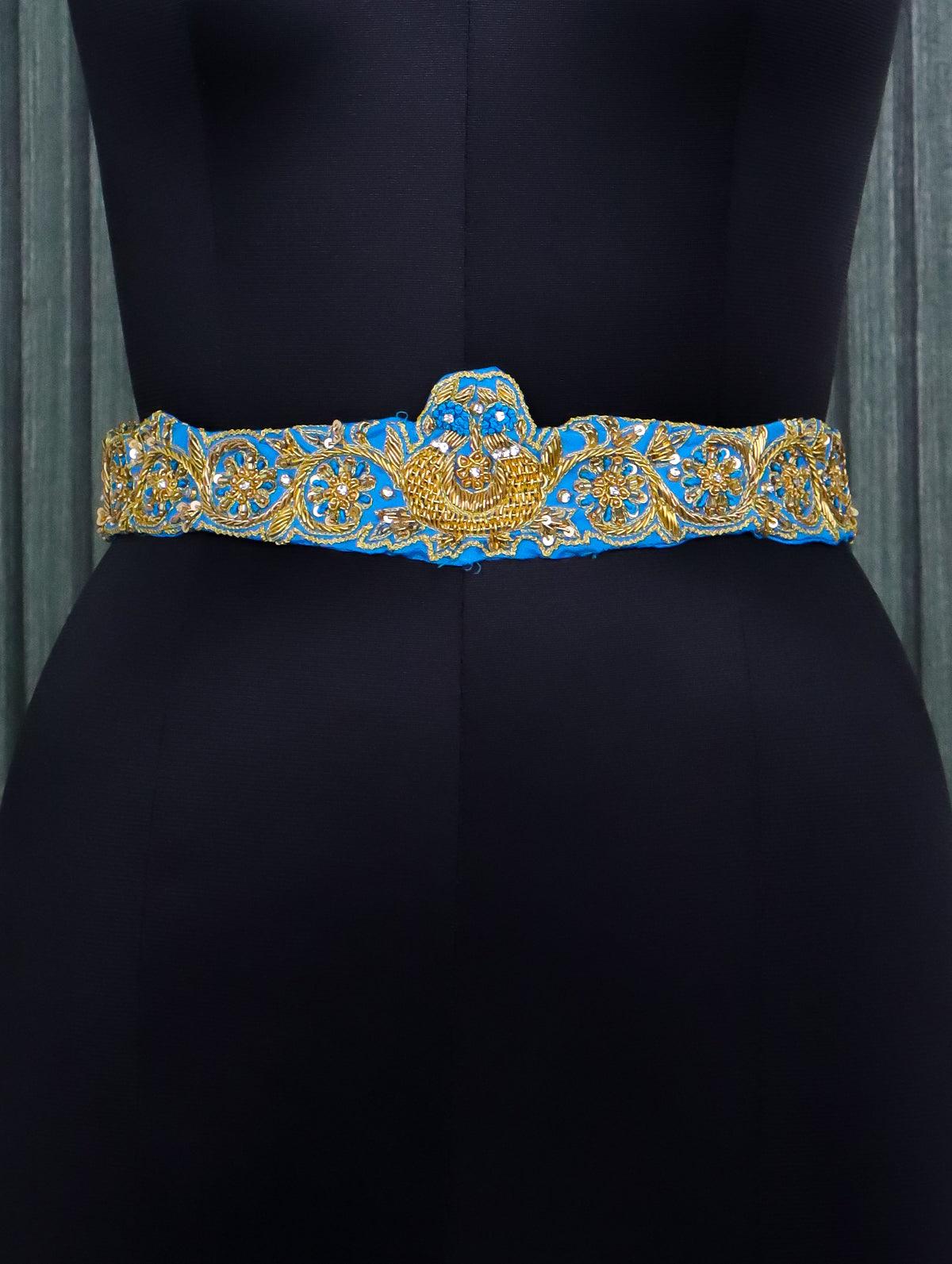 Hip belt light blue with zardosi & sequins work - Image 2