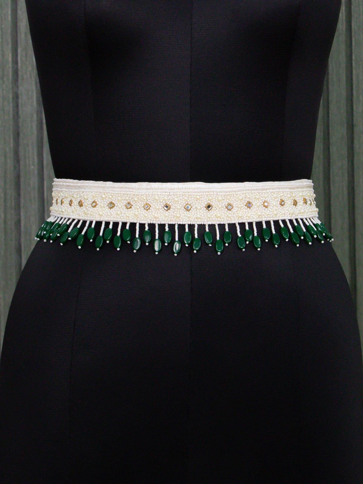 Hip belt off white with white pearls stone & monalisa beads hanging - Image 2