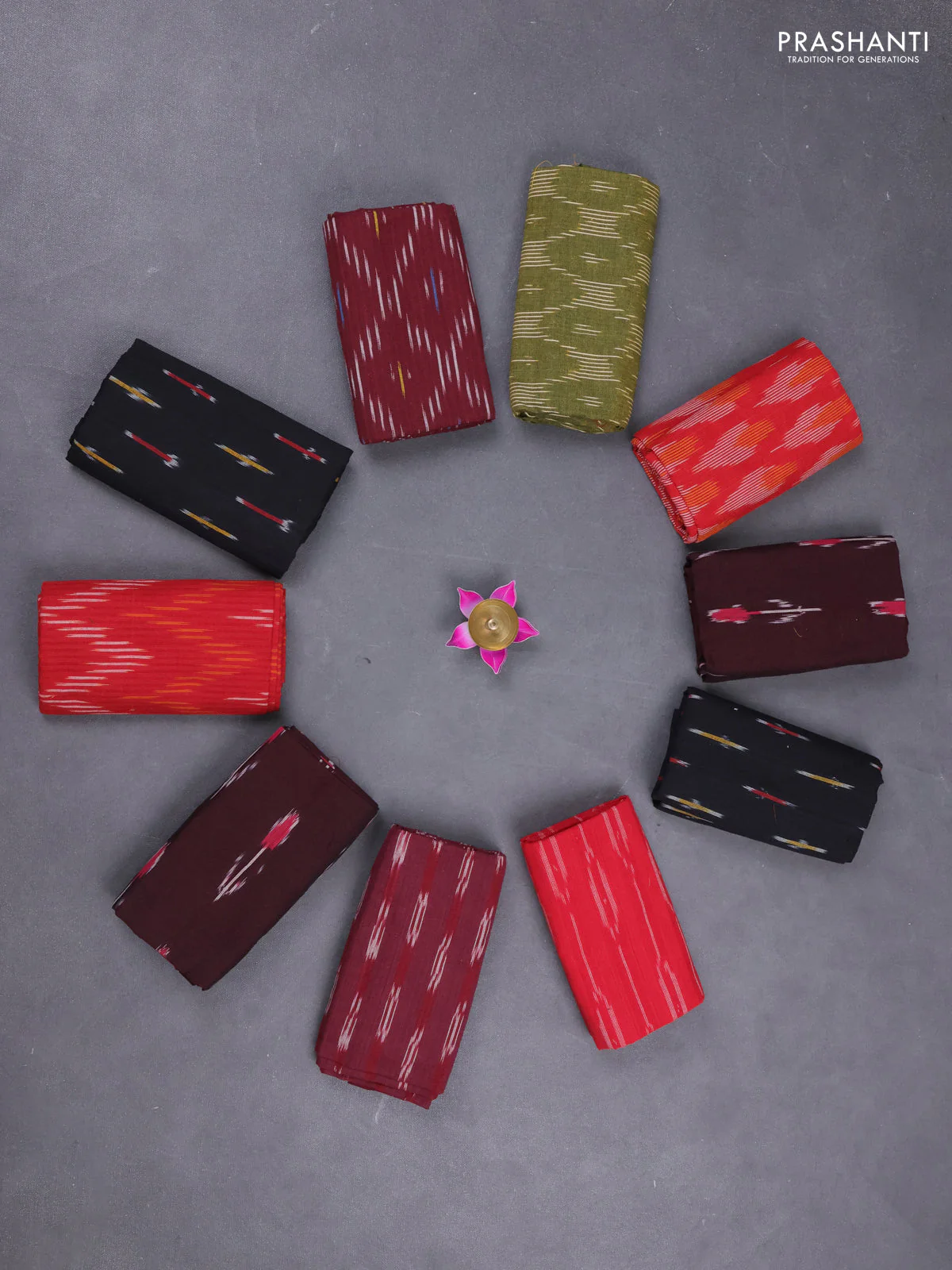 Ikat cotton blouse bits multi colour and multi design pack of 10