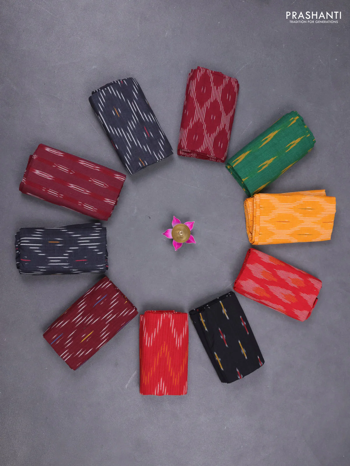 Ikat cotton blouse bits multi colour and multi design pack of 10