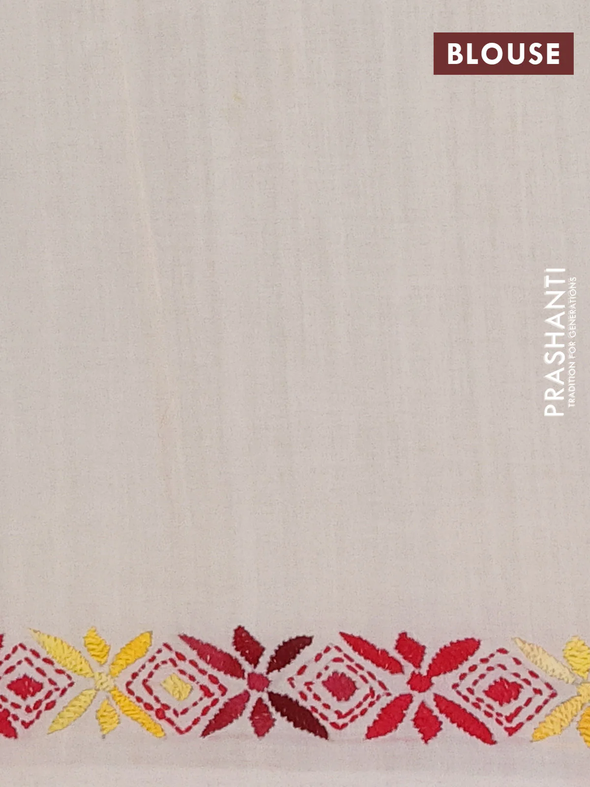 Ikat cotton saree black and cream with allover ikat woven buttas and kantha stitch work pallu - Image 4