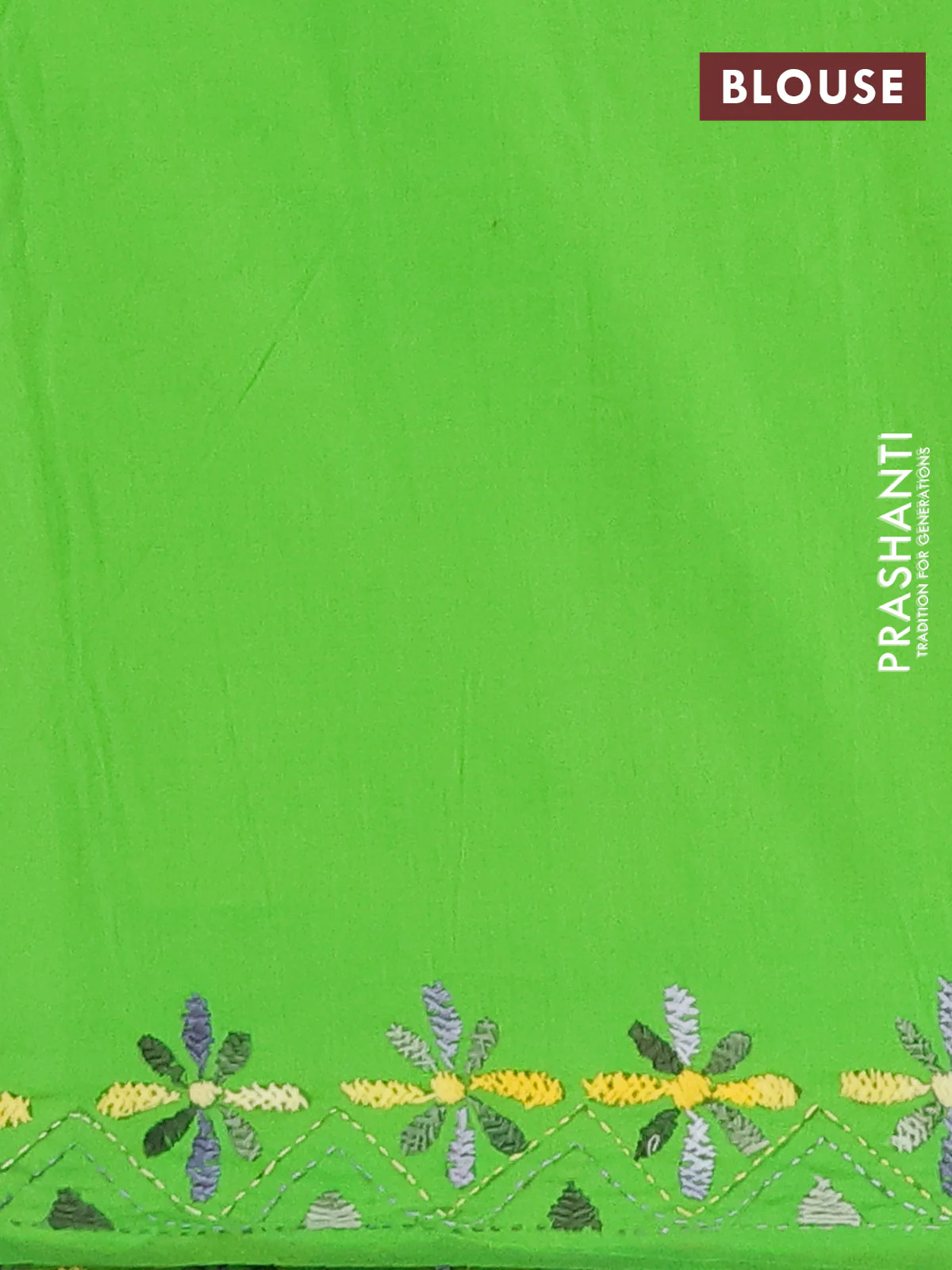 Ikat cotton saree black and light green with allover ikat weaves and kantha stitch work pallu - Image 4