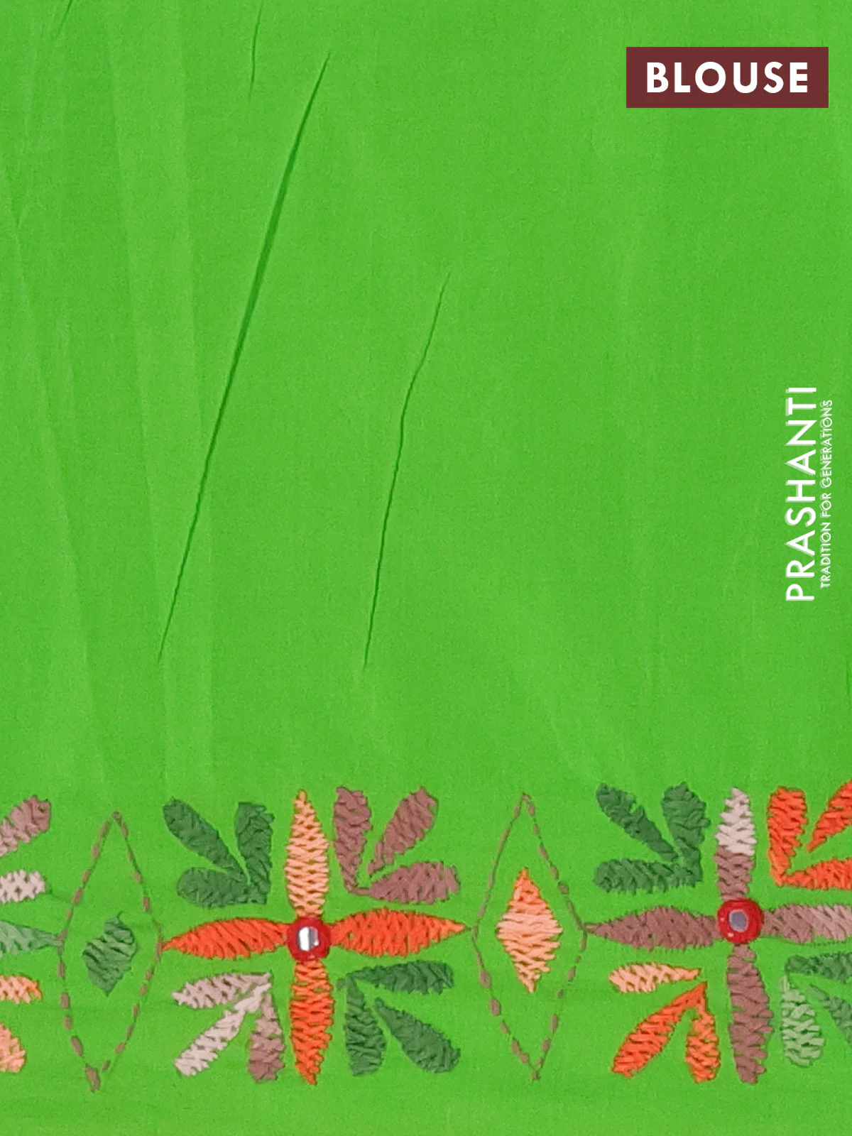 Ikat cotton saree black and light green with allover ikat weaves and kantha stitch work pallu - Image 4
