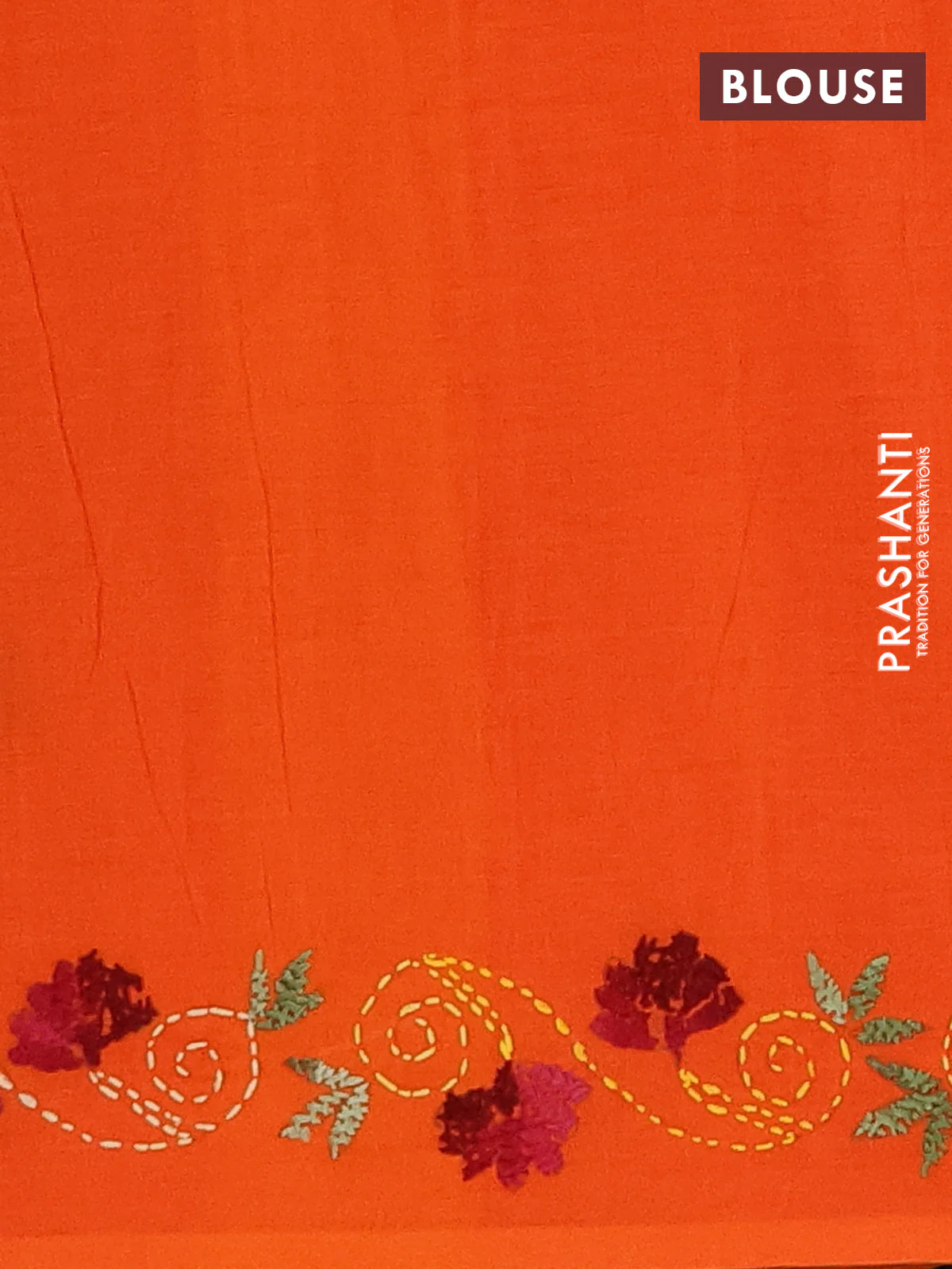 Ikat cotton saree black and orange with allover ikat weaves and kantha stitch work pallu - Image 4