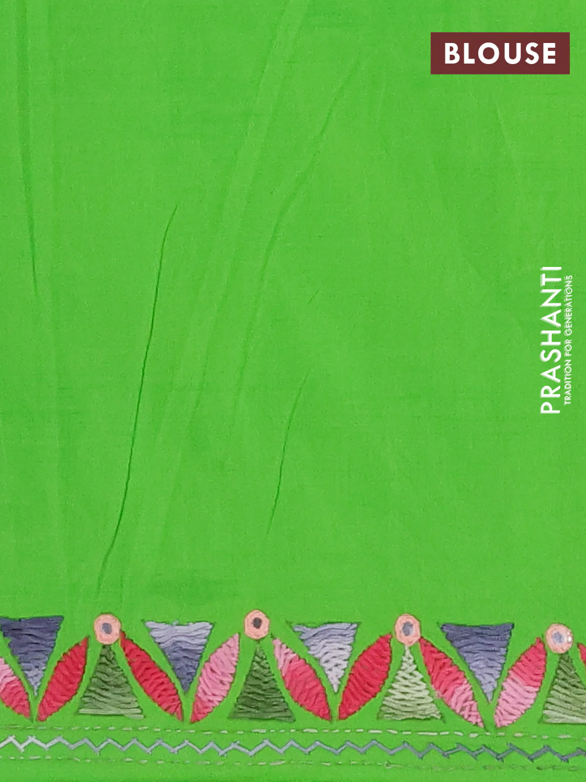 Ikat cotton saree black and parrot green with allover ikat weaves and kantha stitch work pallu - Image 4