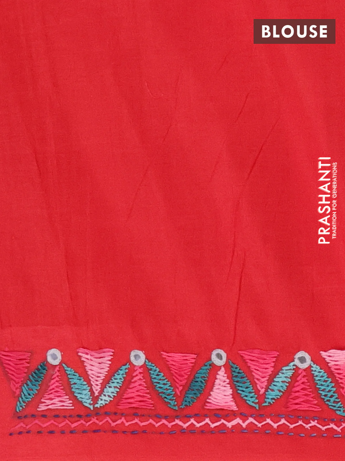 Ikat cotton saree black and red with allover ikat weaves and kantha stitch work pallu - Image 4