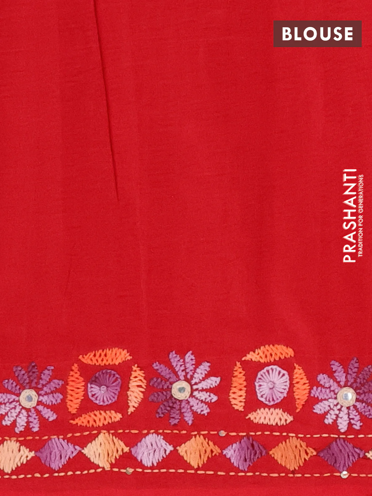 Ikat cotton saree black and red with allover ikat weaves and kantha stitch work pallu - Image 4