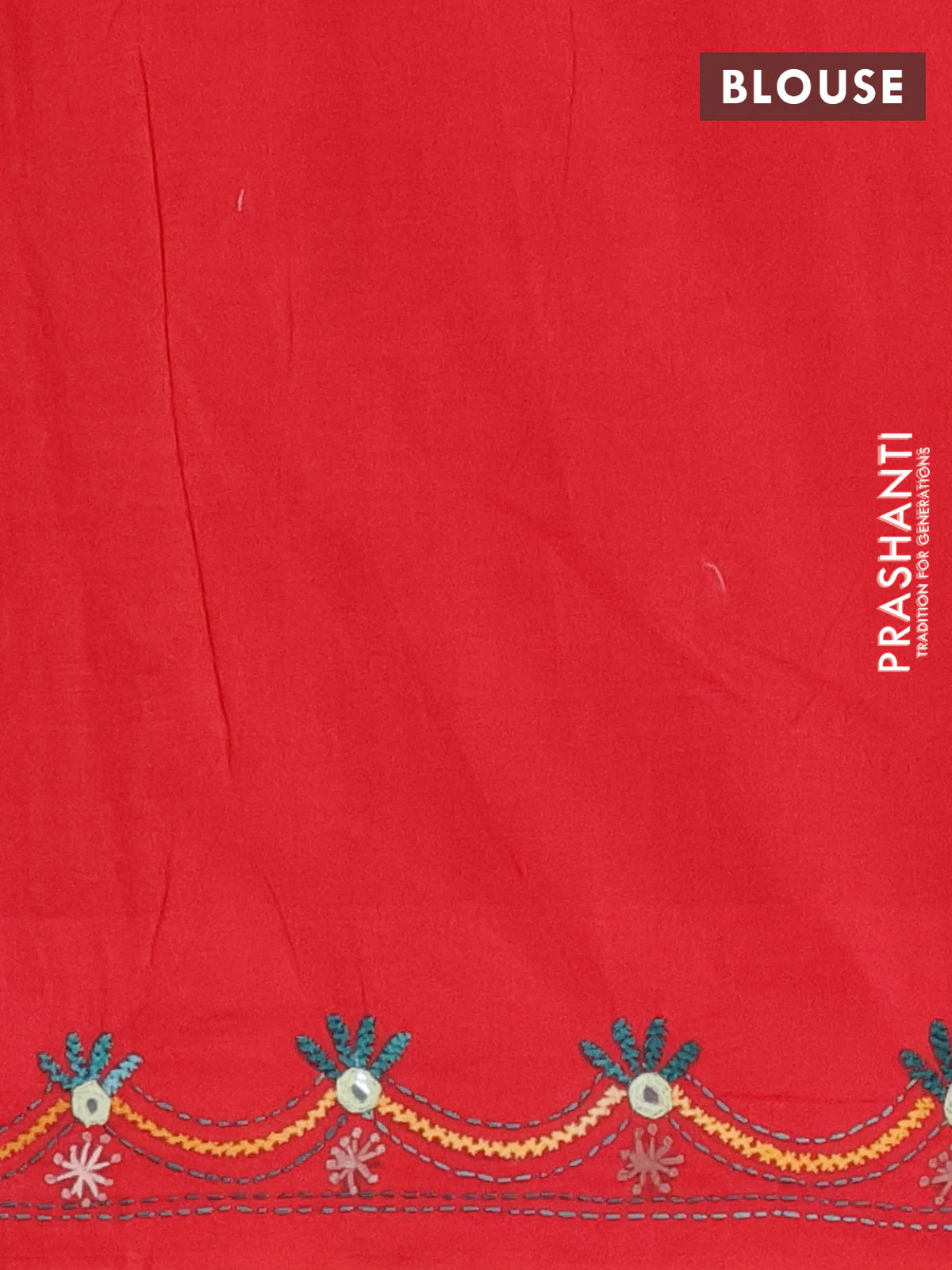 Ikat cotton saree black and red with allover ikat weaves and kantha stitch work pallu - Image 4