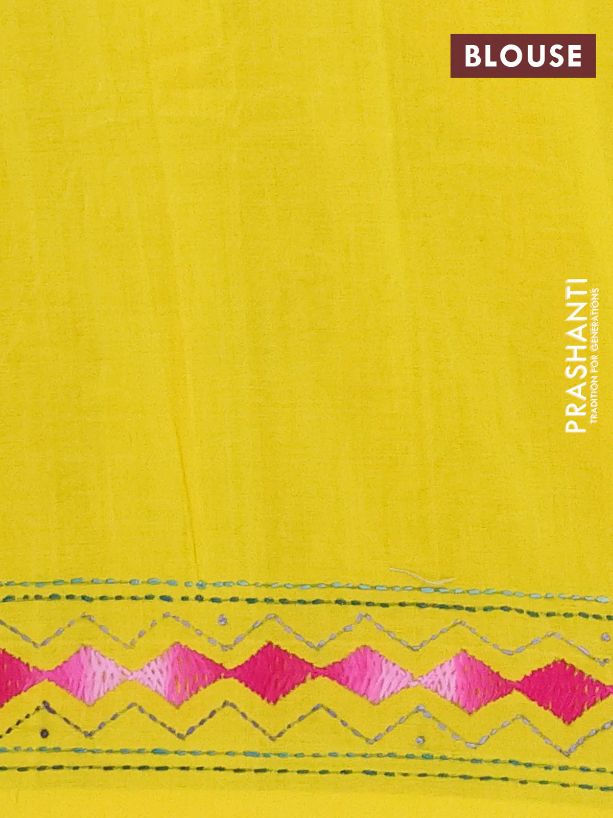 Ikat cotton saree black and yellow with allover ikat weaves and kantha stitch work pallu - Image 4