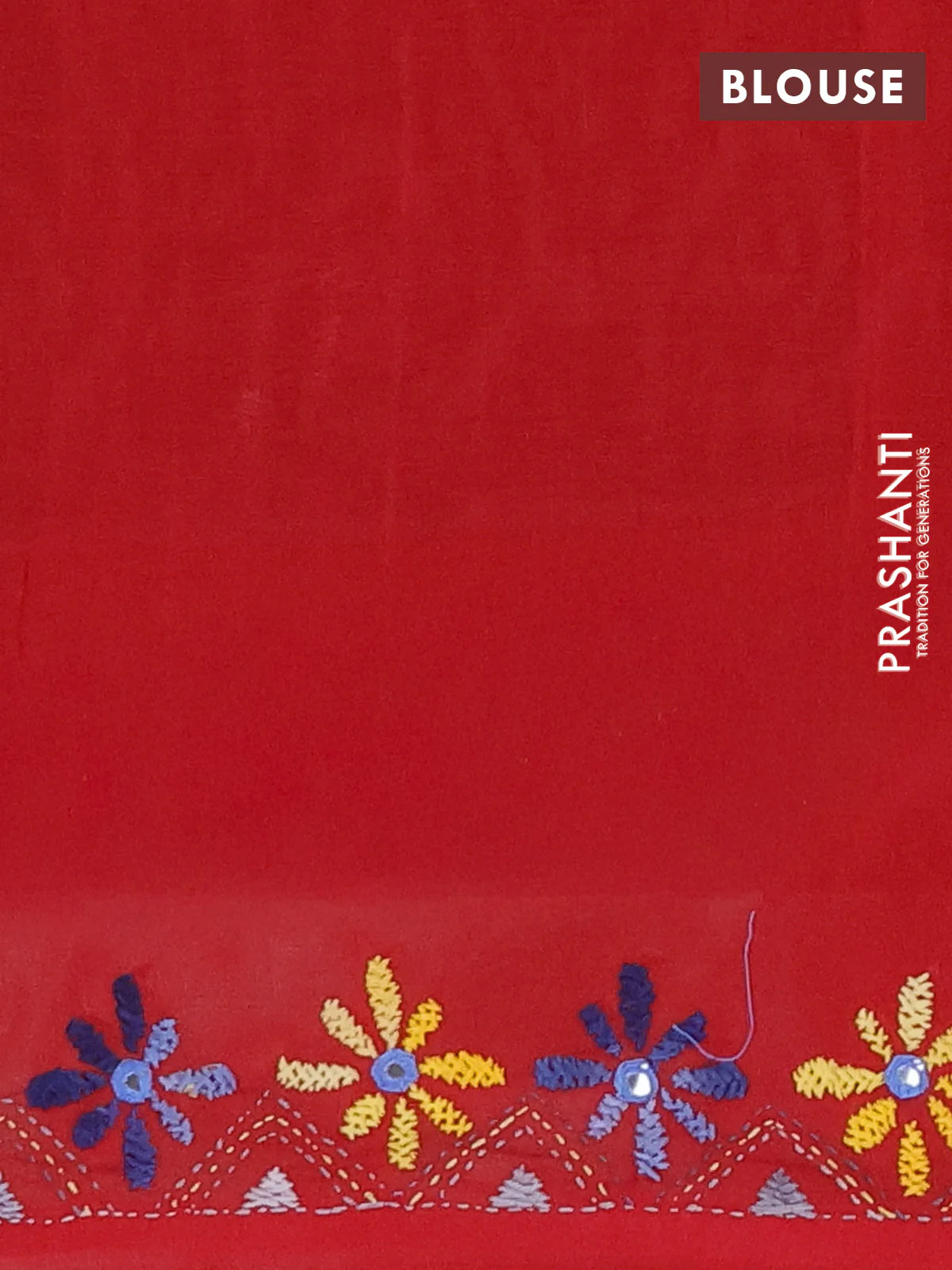 Ikat cotton saree bottle green and cream maroon with allover ikat weaves and kantha stitch work pallu - Image 4