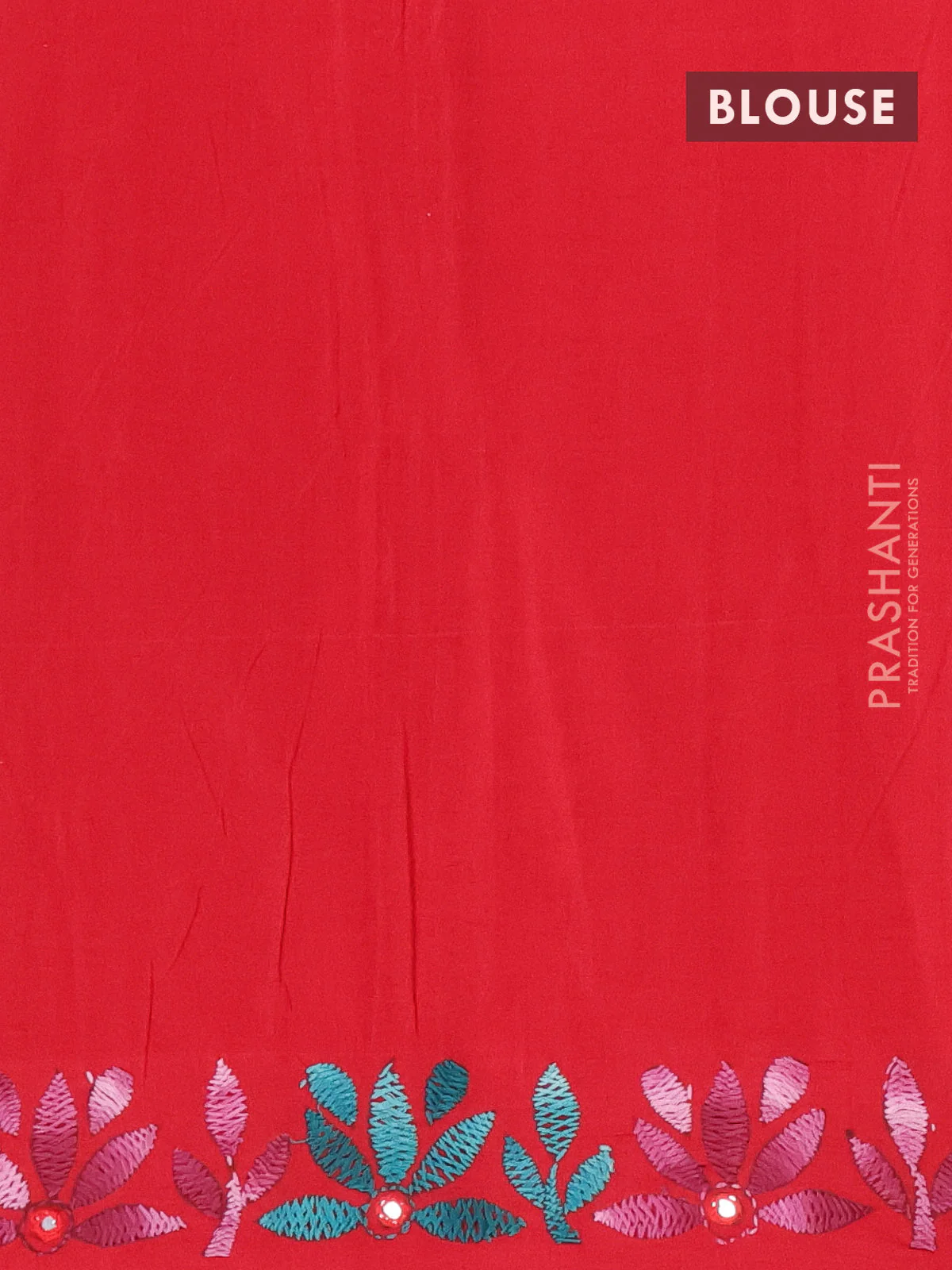 Ikat cotton saree bottle green and red with allover ikat weaves and kantha stitch work pallu - Image 4