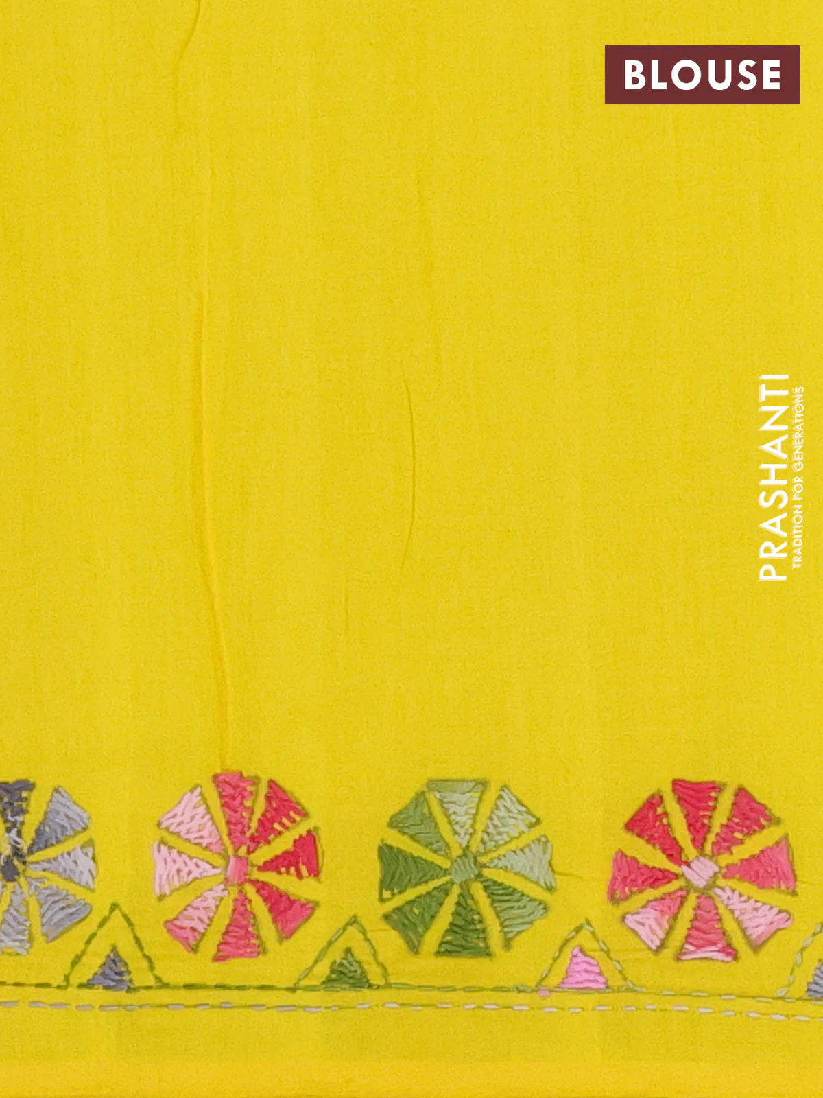 Ikat cotton saree cream black and yellow with allover ikat weaves and kantha stitch work pallu - Image 4