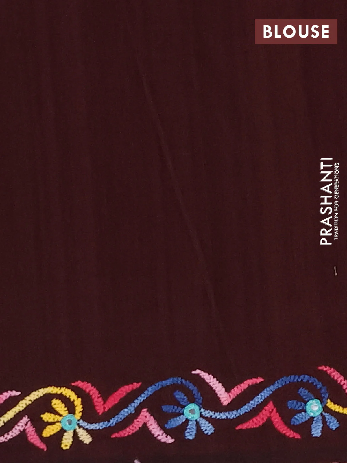 Ikat cotton saree deep maroon with allover ikat weaves and kantha stitch work pallu - Image 4