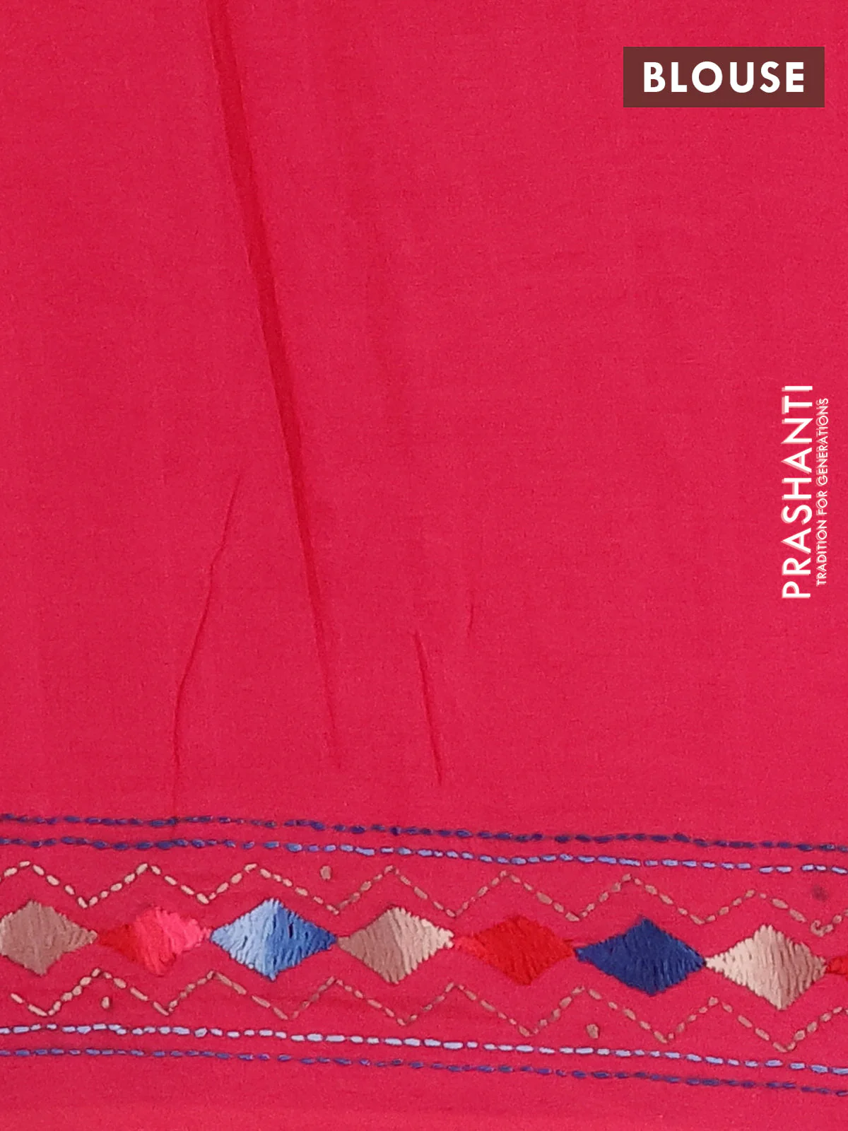 Ikat cotton saree green and pink with allover zigzag ikat weaves and ikat woven & kantha stitch work pallu - Image 4