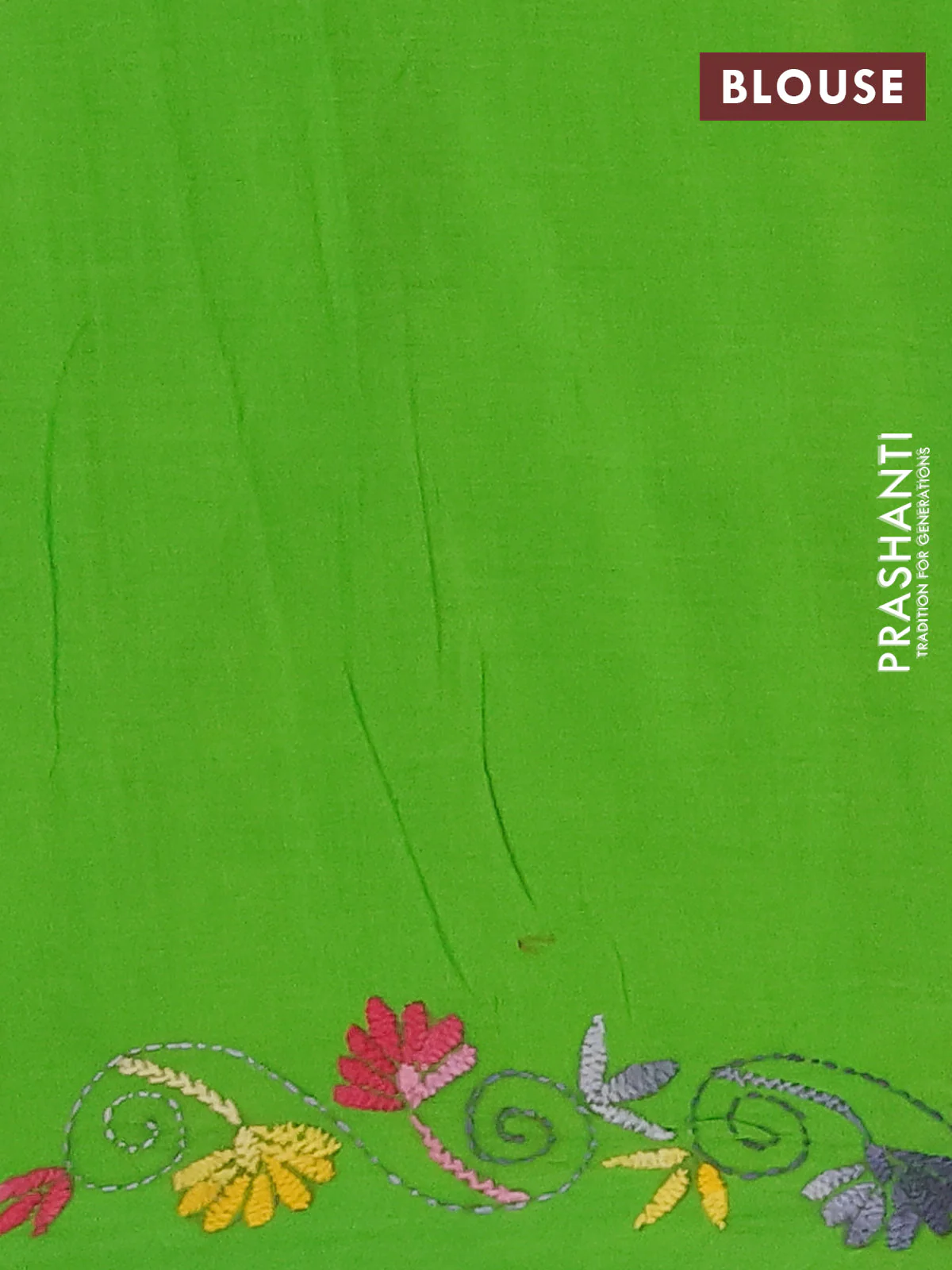 Ikat cotton saree grey and light green with allover ikat weaves and kantha stitch work pallu - Image 4