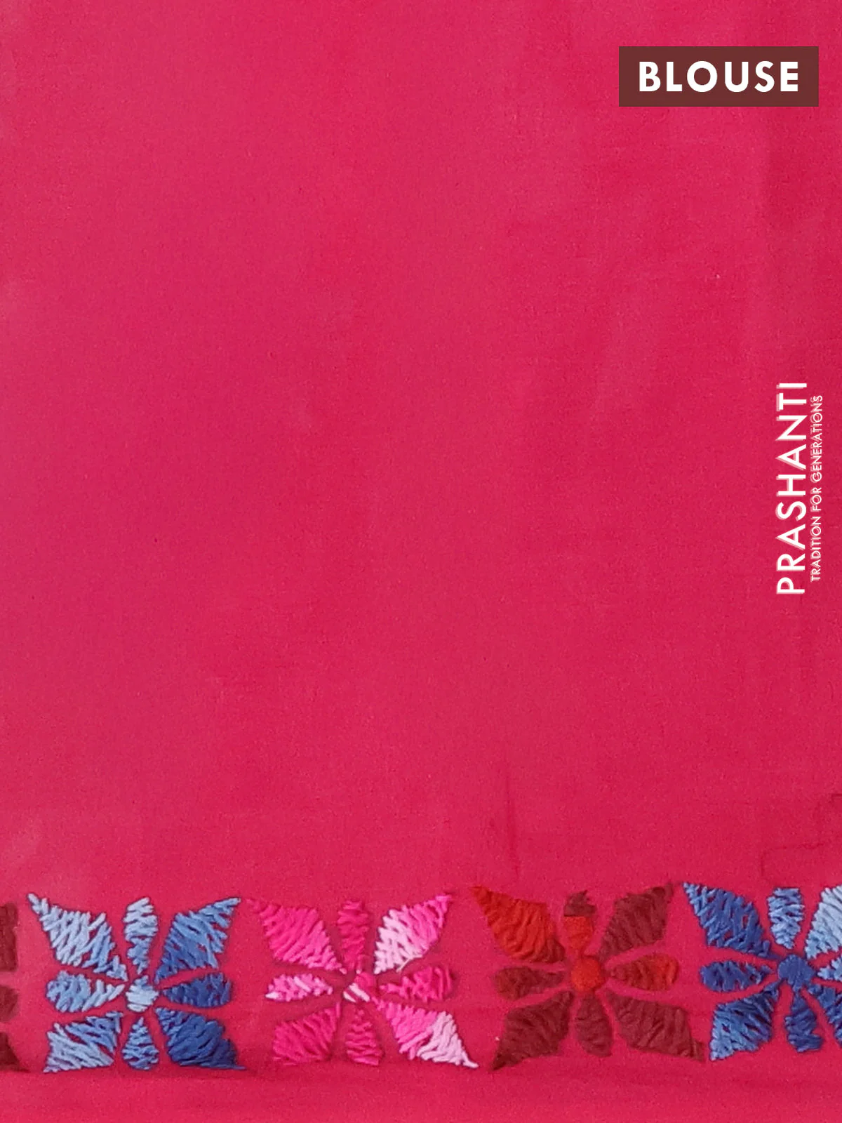 Ikat cotton saree grey and pink with allover ikat weaves and kantha stitch work pallu - Image 4