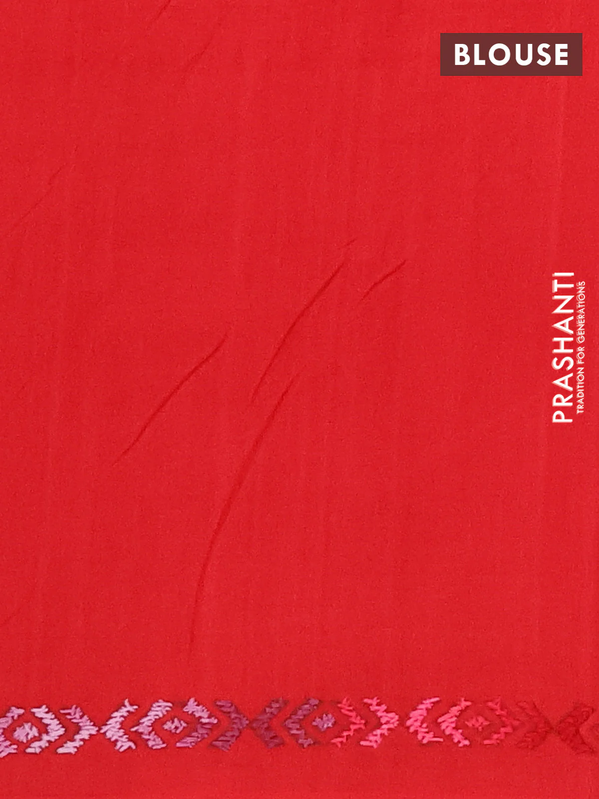 Ikat cotton saree grey and red with allover ikat weaves and kantha stitch work pallu - Image 4