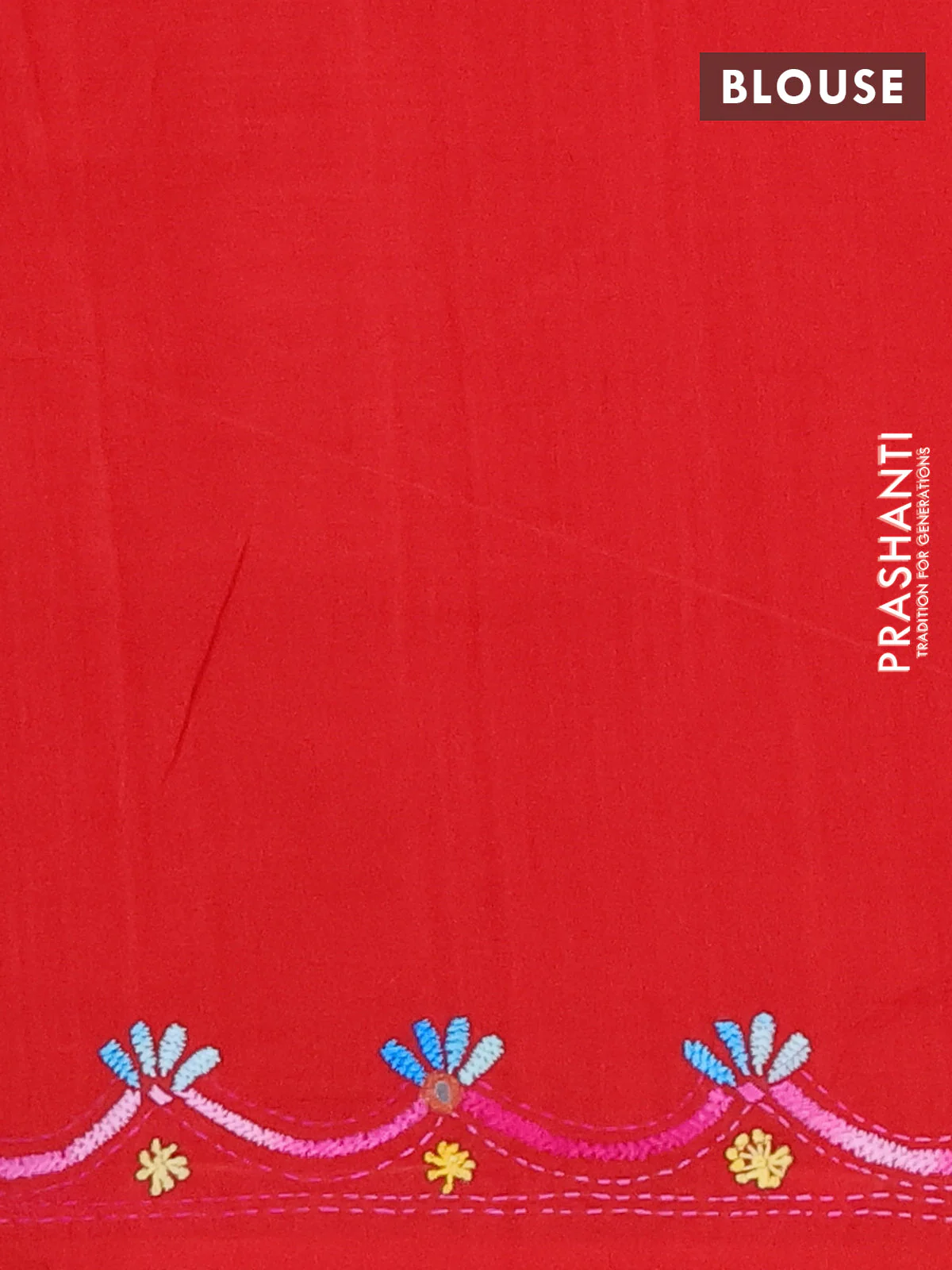Ikat cotton saree grey and red with allover ikat weaves and kantha stitch work pallu - Image 4