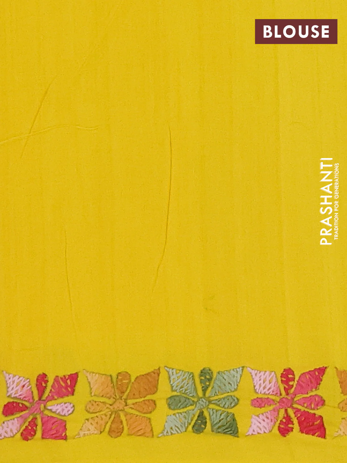 Ikat cotton saree grey cream and yellow with allover ikat weaves and kantha stitch work pallu - Image 4