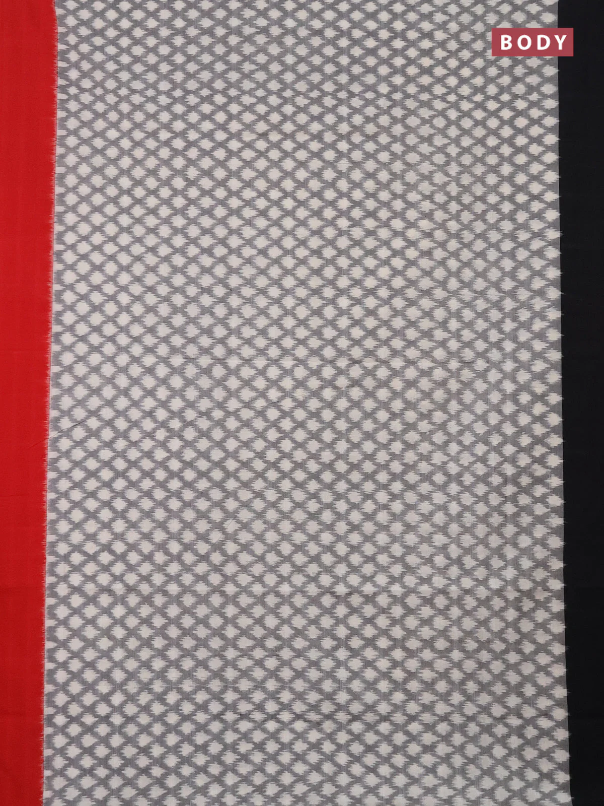 Ikat cotton saree grey with allover ikat weaves and ganga jamuna border - Image 2