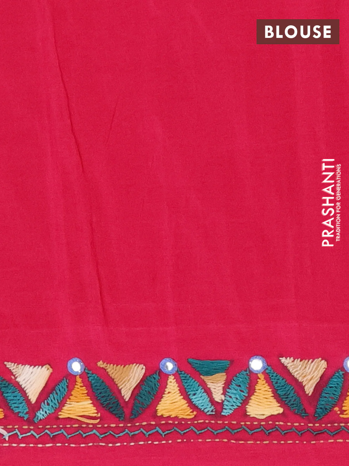 Ikat cotton saree mehendi green and pink with allover zigzag ikat weaves and ikat woven & kantha stitch work pallu - Image 4
