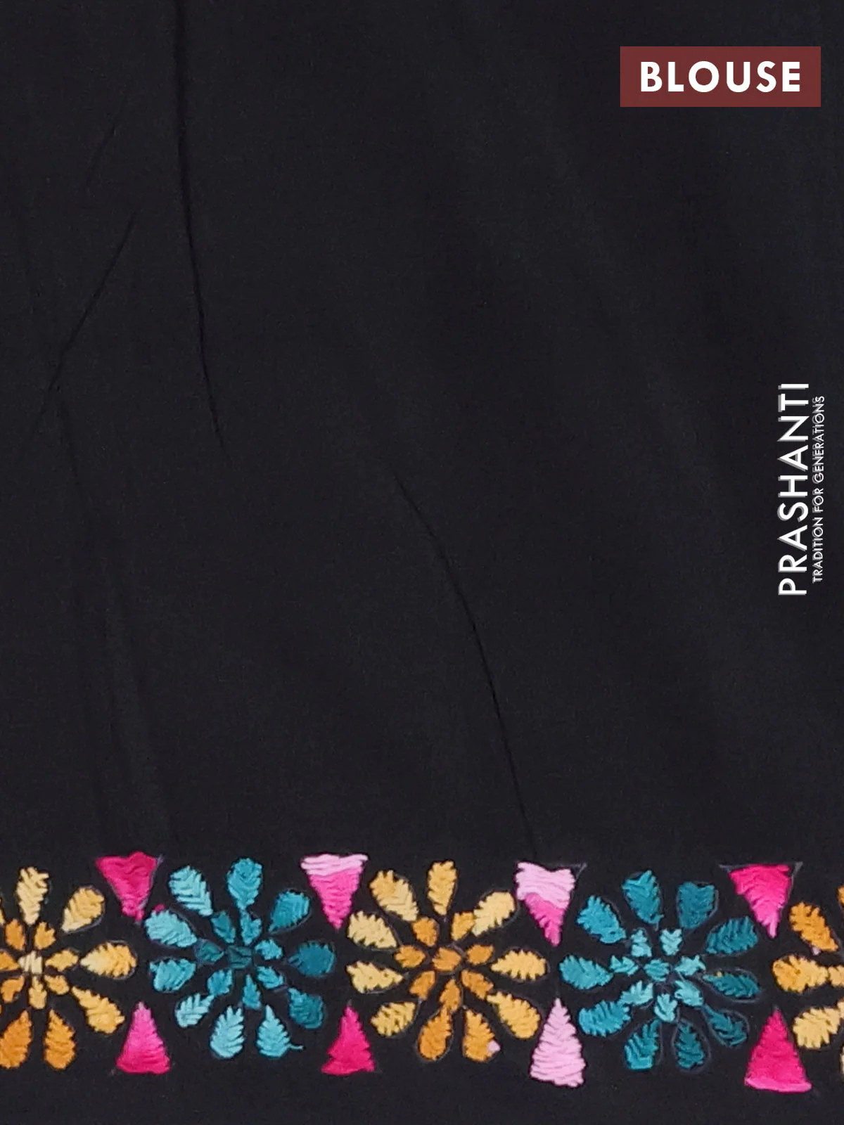 Ikat cotton saree mustard yellow and black with allover ikat weaves and kantha stitch work pallu - Image 4
