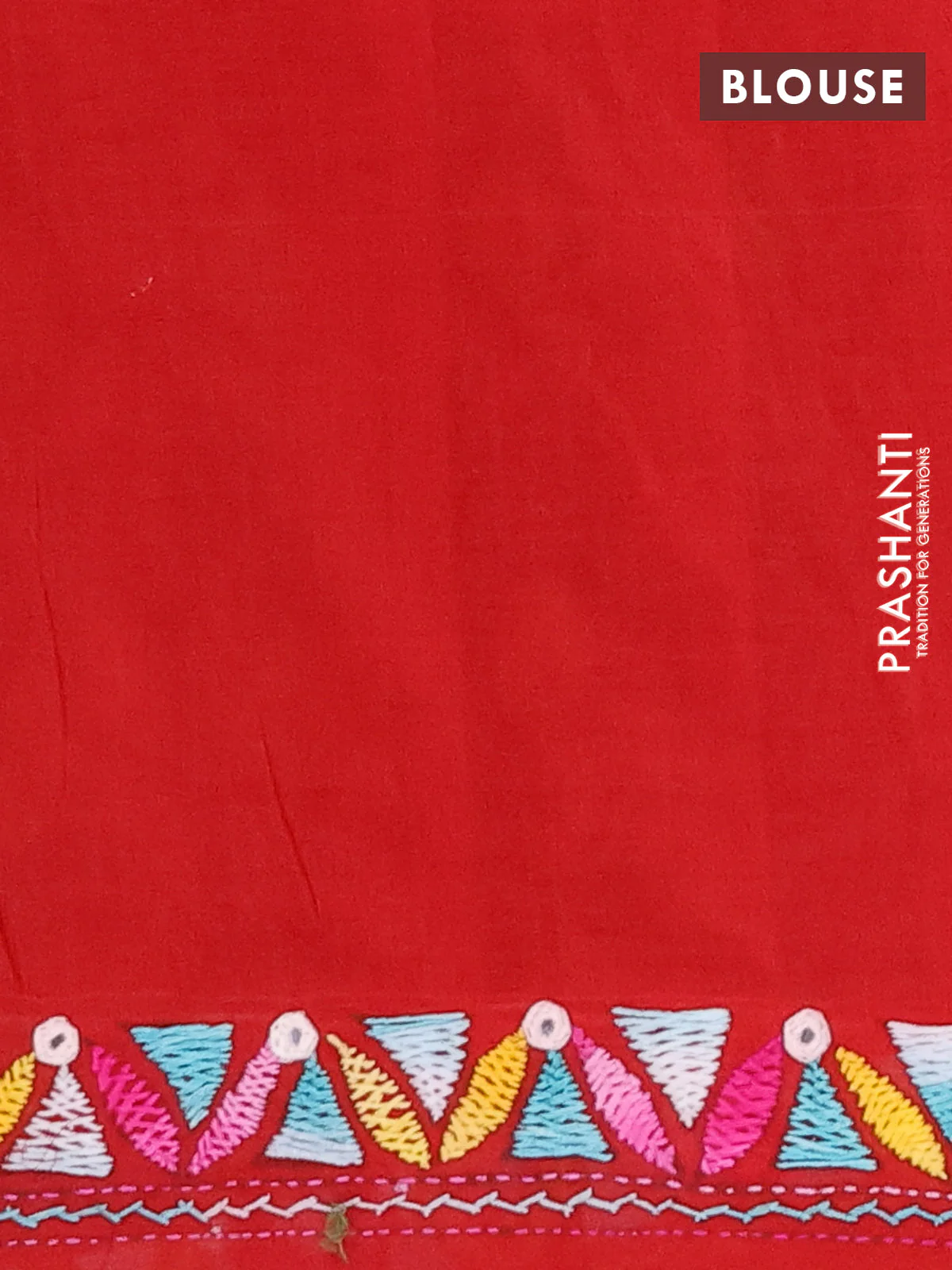 Ikat cotton saree navy blue and red with allover ikat weaves and kantha stitch work pallu - Image 4