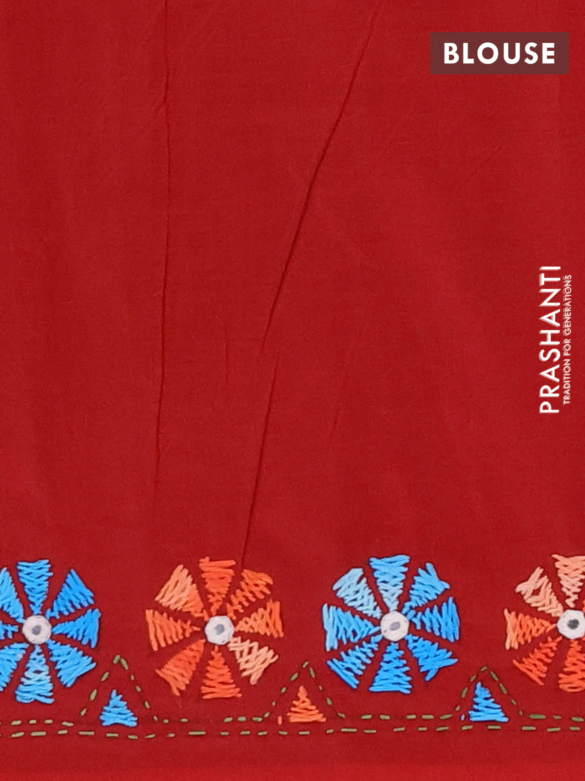 Ikat cotton saree pastel green and red with allover ikat weaves and kantha stitch work pallu - Image 4