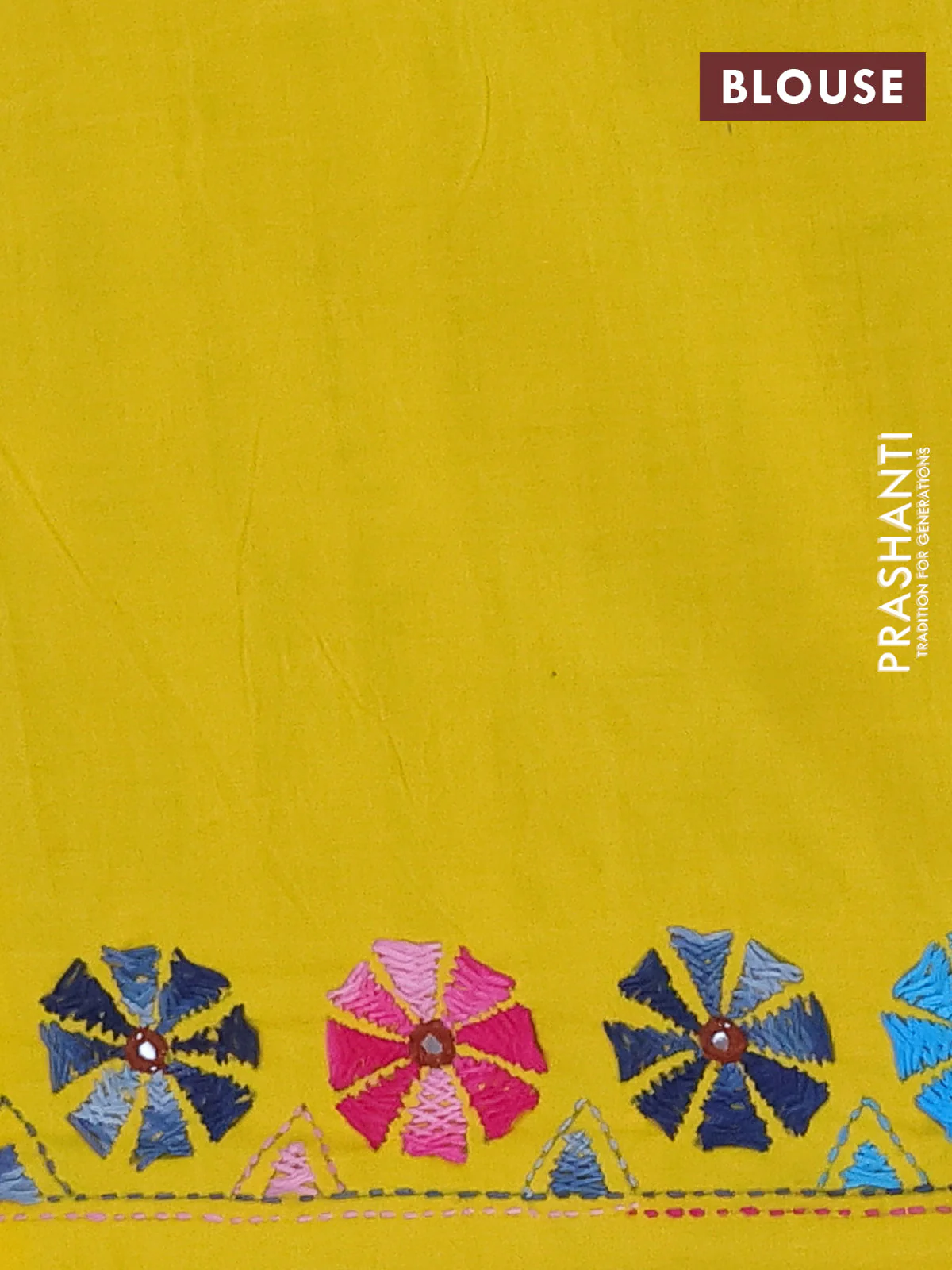 Ikat cotton saree peacock green and yellow with allover ikat weaves and kantha stitch work pallu - Image 4