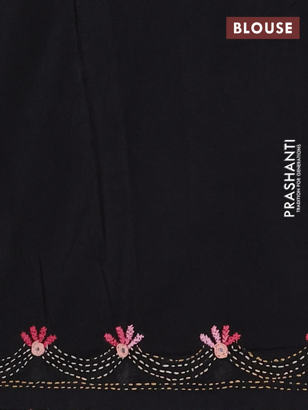Ikat cotton saree pista green and black with allover ikat woven buttas and kantha stitch work pallu - Image 4