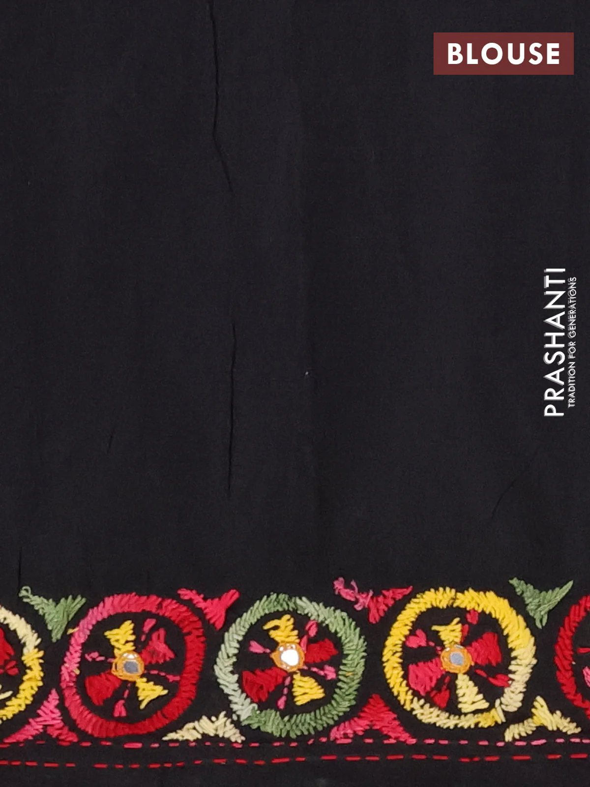 Ikat cotton saree sandal and black with allover ikat weaves and kantha stitch work pallu - Image 4