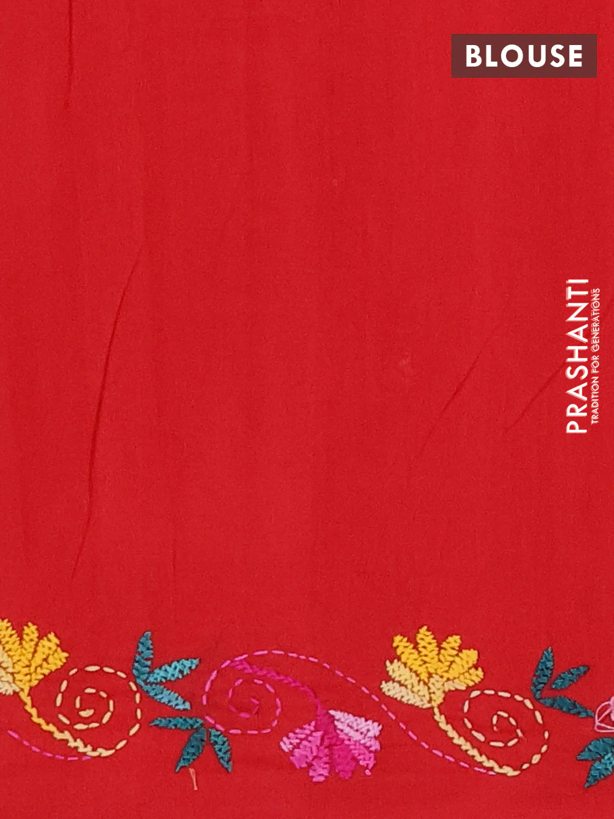 Ikat cotton saree sandal and maroon with allover ikat weaves and kantha stitch work pallu - Image 4