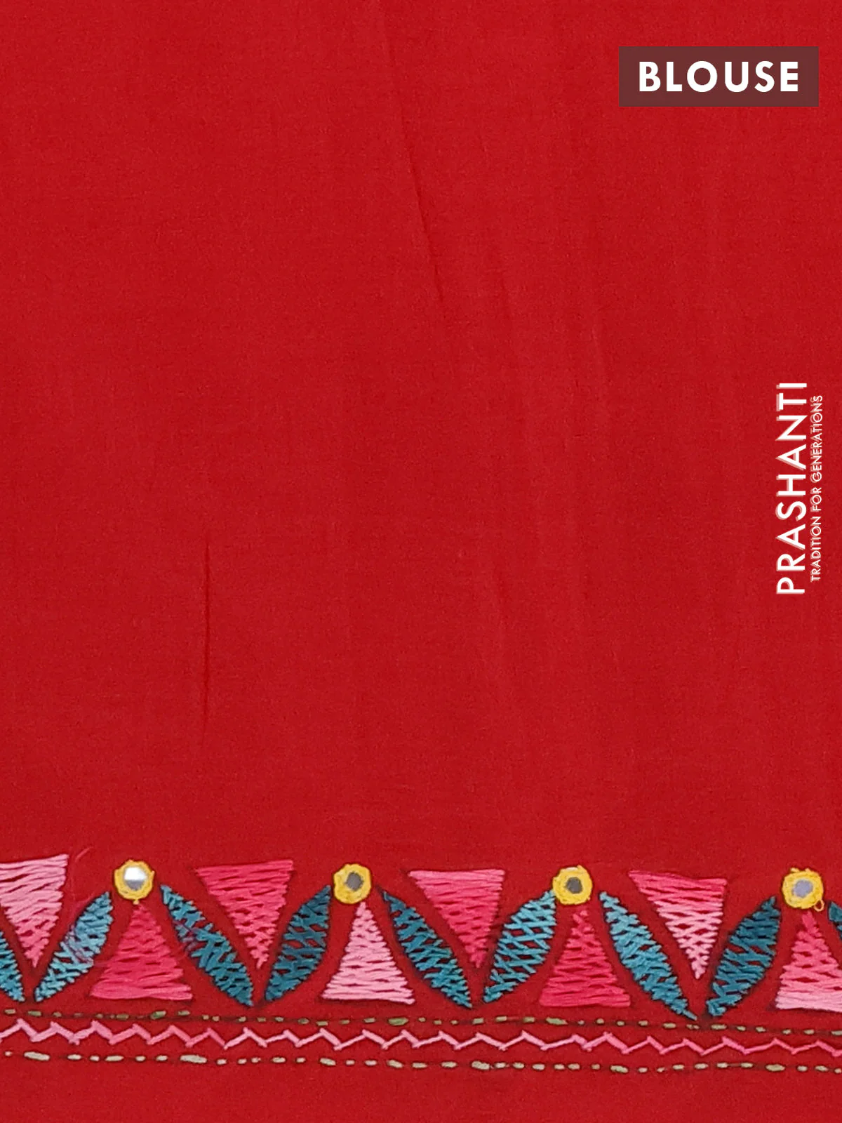 Ikat cotton saree tri colour and maroon with plain body and ikat weaves & kantha stitch work border - Image 4