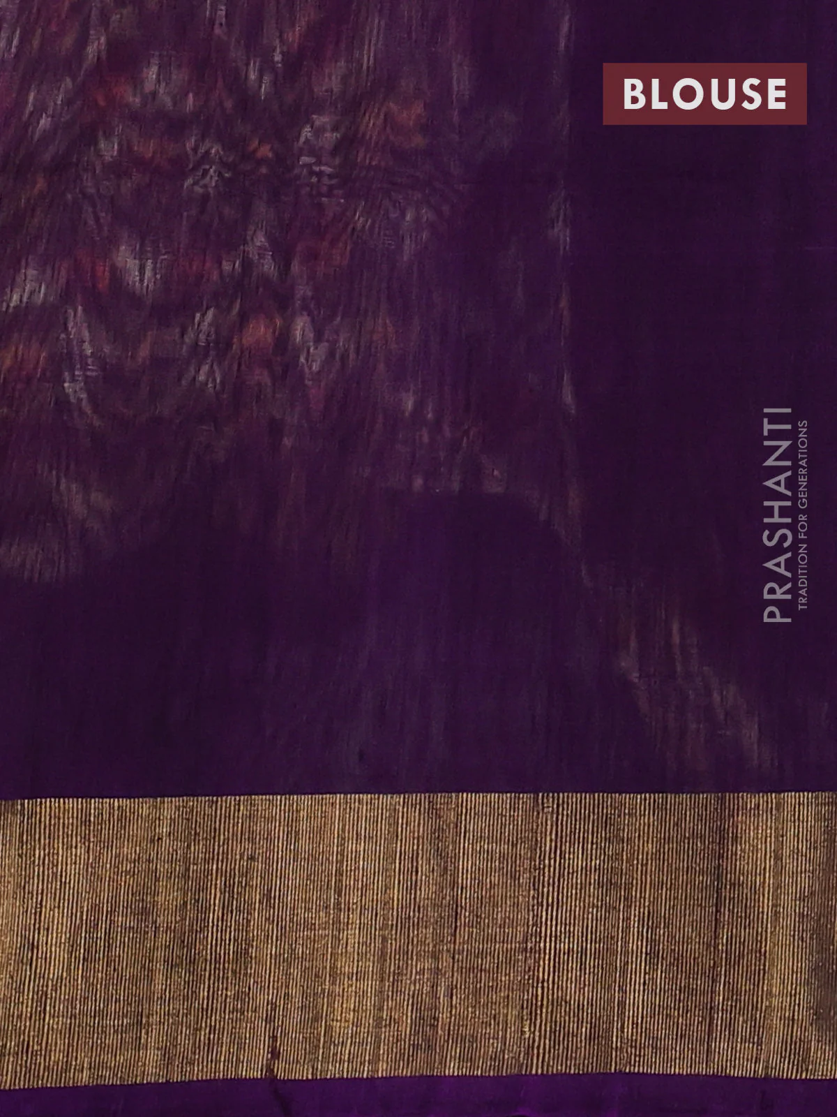 Ikat silk cotton saree cream and purple with alover ikat weaves and zari woven border - Image 3