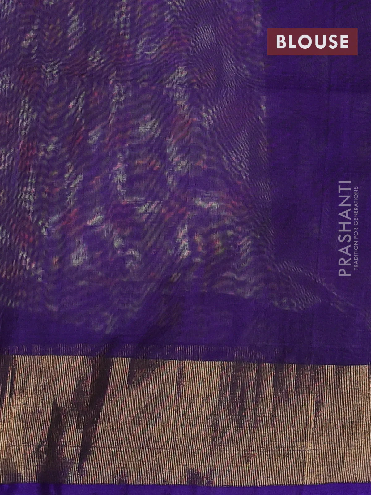 Ikat silk cotton saree cream and violet with alover ikat weaves and zari woven border - Image 3