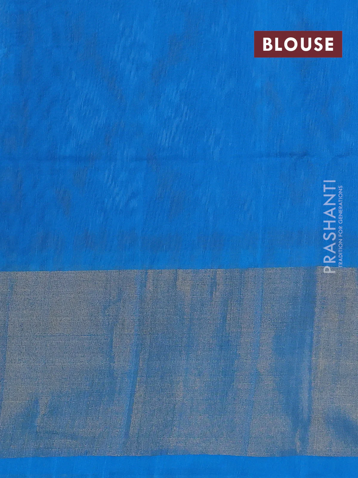 Ikat silk cotton saree dark blue and cs blue with allover ikat weaves and long zari woven ikat border - Image 3