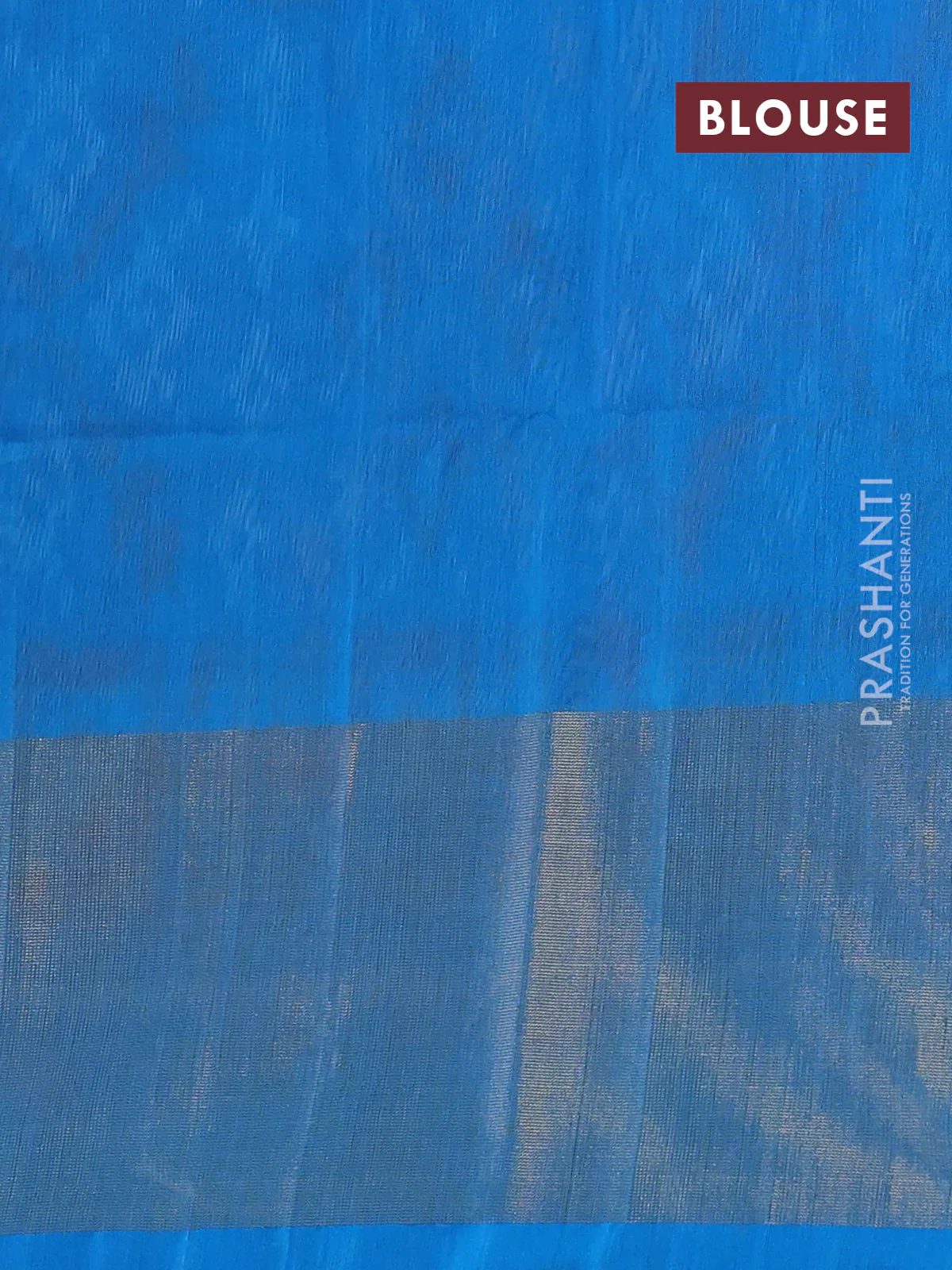 Ikat silk cotton saree kumkum red and cs blue with allover ikat weaves and long zari woven ikat border - Image 3
