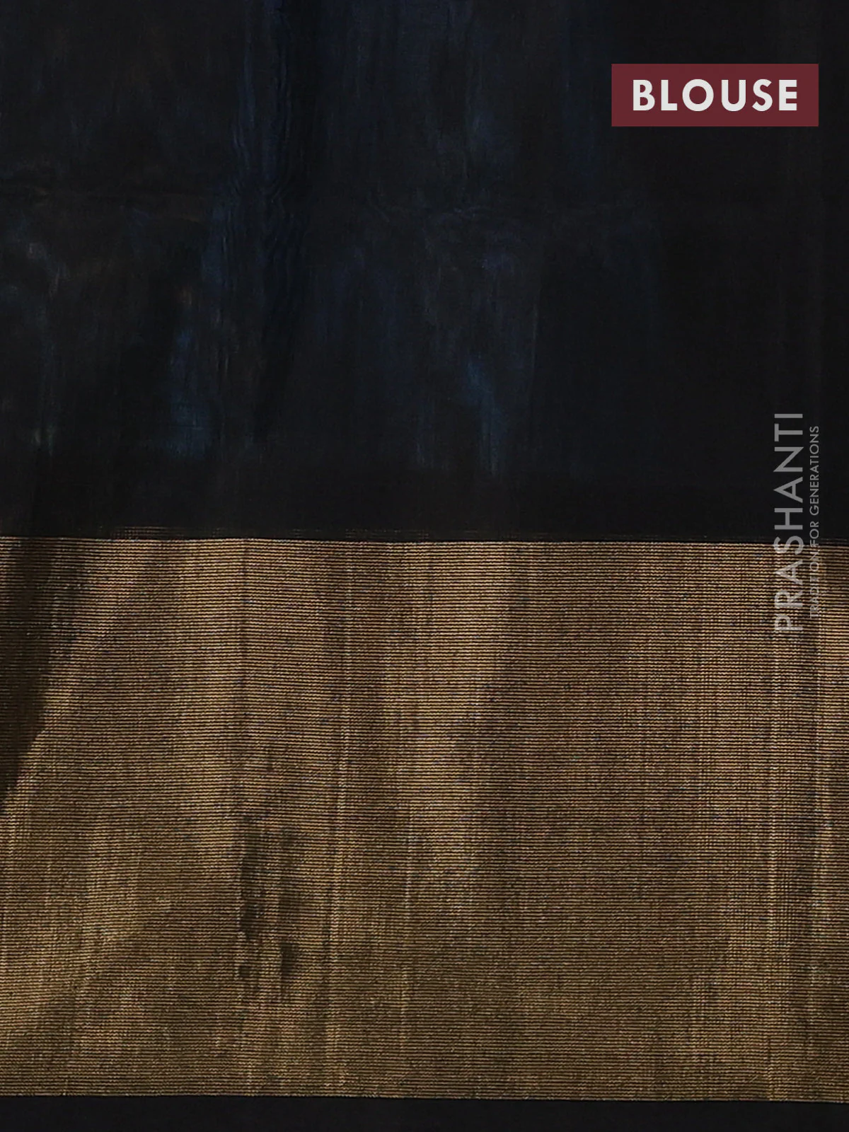 Ikat silk cotton saree light blue and black with allover ikat weaves and long zari woven ikat border - Image 3